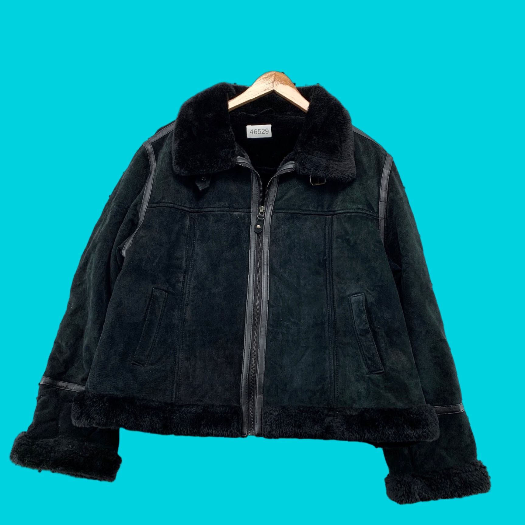 Vintage Marcia Jacket Womens 4XL Black Faux Fur Lined Italian Leather Suede Shearling 4XL Women’s Jacket Size XXL / US 16-18 / IT 52-54 - 1 Thumbnail