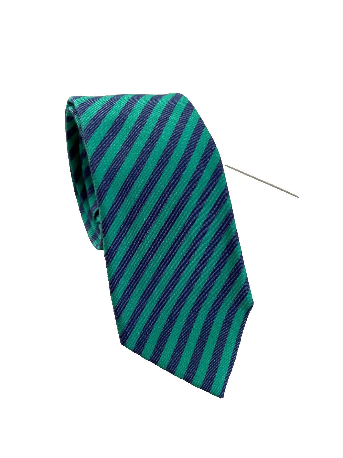 Zara Zara Man Stripe Cotton Silk Tie Green / Blue Size ONE SIZE - 1 Thumbnail