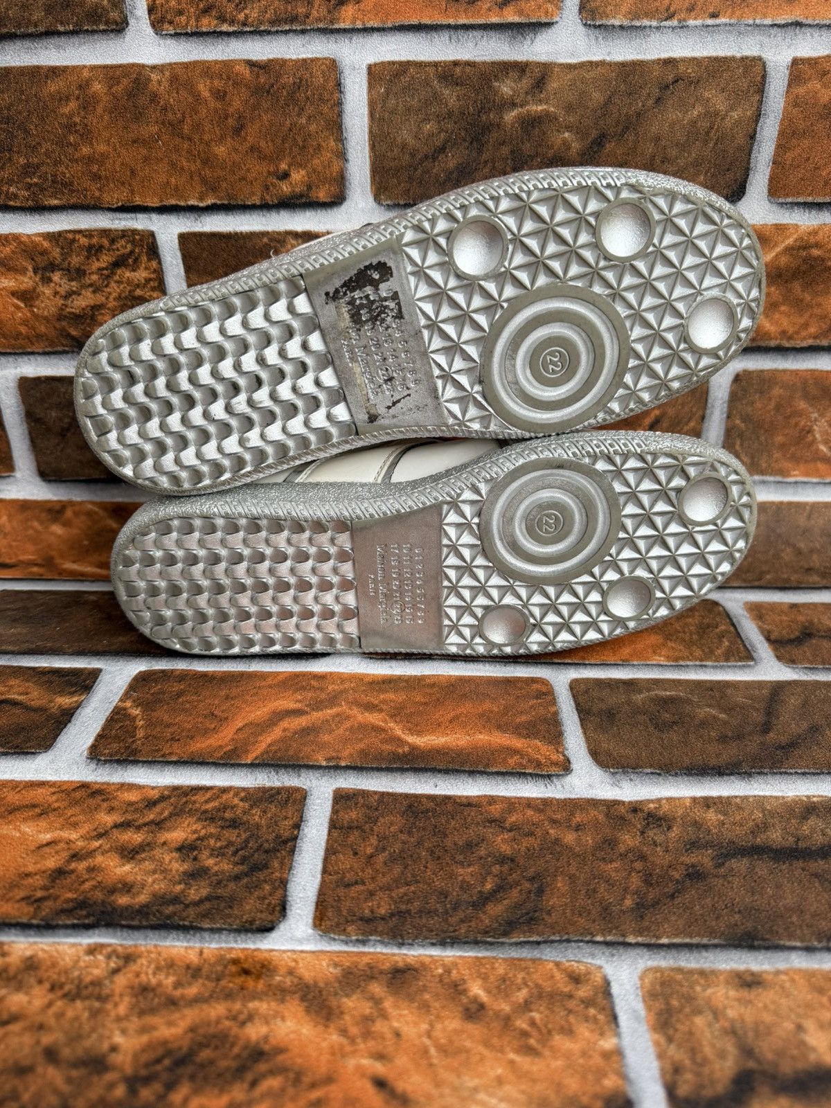 Maison Margiela ❤️Gats replica silver metal trim sneakers Size US 5 / EU 37 - 14 Thumbnail