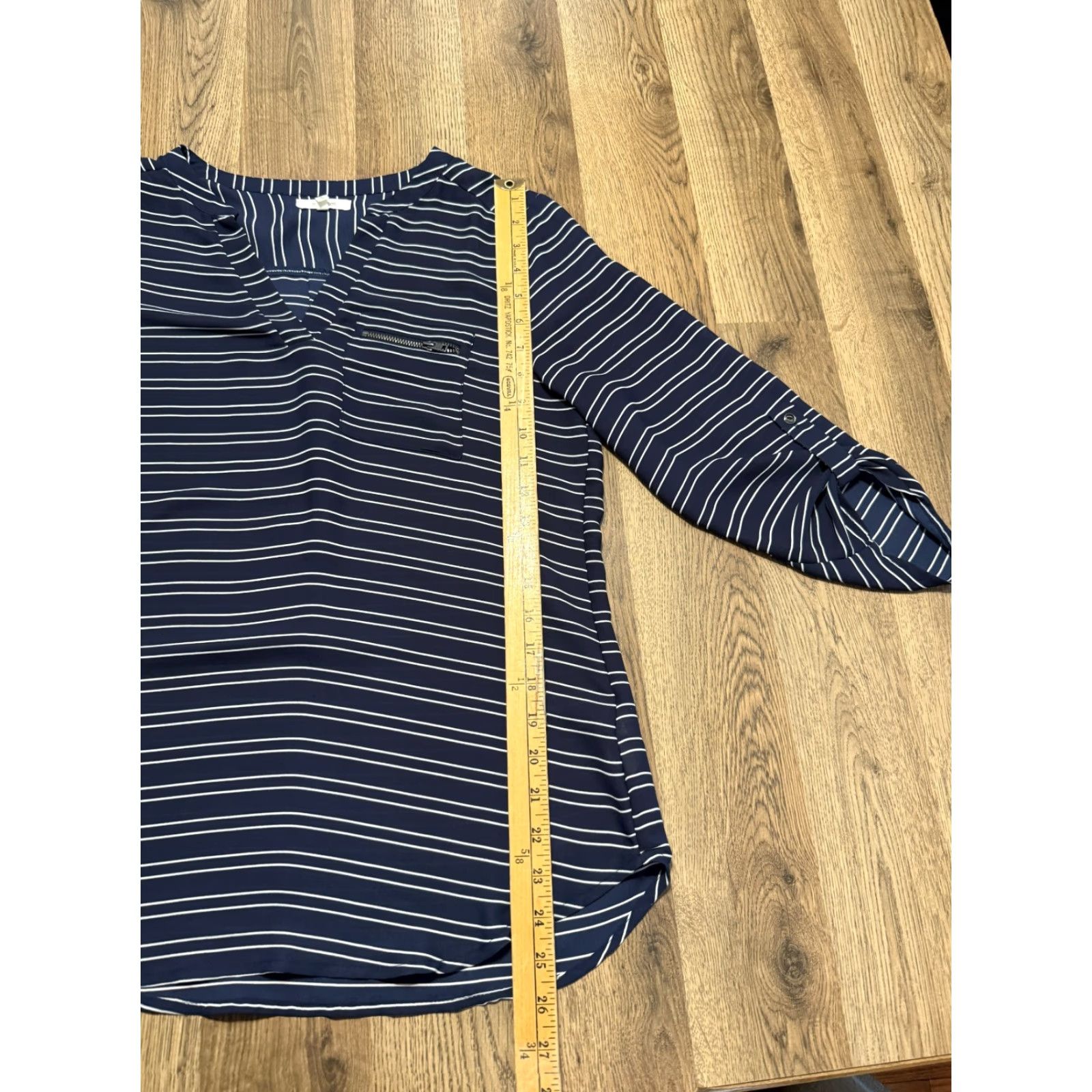 Vintage Maurices Shirt Women Small Blue White Striped 3/4 Sleeve V-Neck Blouse Size S / US 4 / IT 40 - 7 Thumbnail