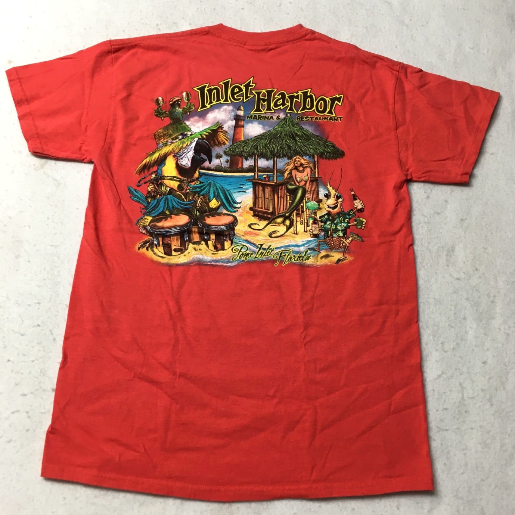 Gildan Florida Shirt M Mens Red 90s Aloha Hawaiian Beach Waves Surf Tropical Ocean Palm Tree Size US M / EU 48-50 / 2 - 2 Thumbnail