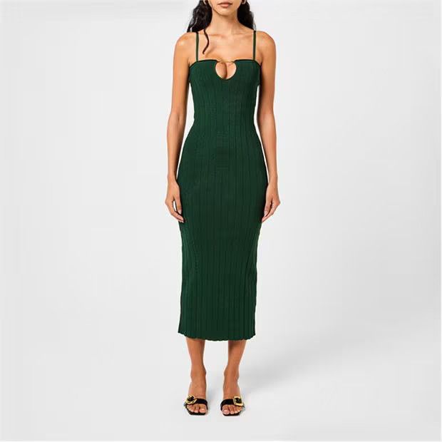 Jacquemus o1g2r1mq1024 Maxi Dress in Dark Green Size M / US 6-8 / IT 42-44 - 3 Thumbnail