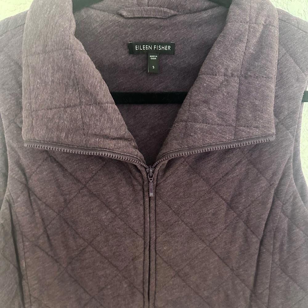 Eileen Fisher Eileen Fisher Quilted Vest Heathered Purple Full Zip Small Size S / US 4 / IT 40 - 2 Thumbnail