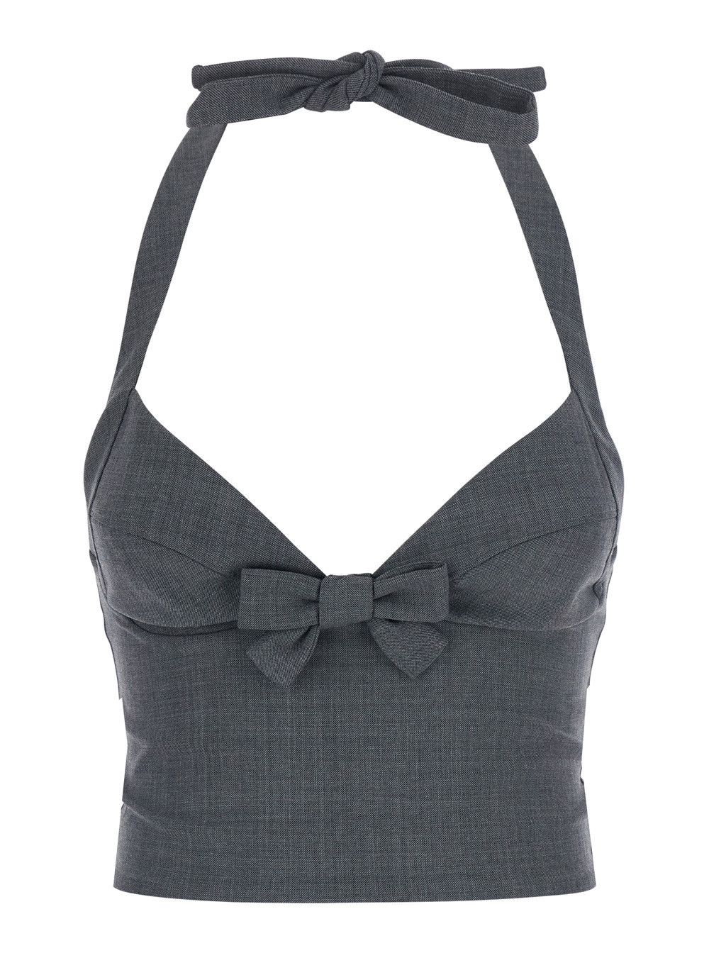 Shushu/Tong Halter Bow Tie Cami Top Gray Size S / US 4 / IT 40 - 1 Thumbnail