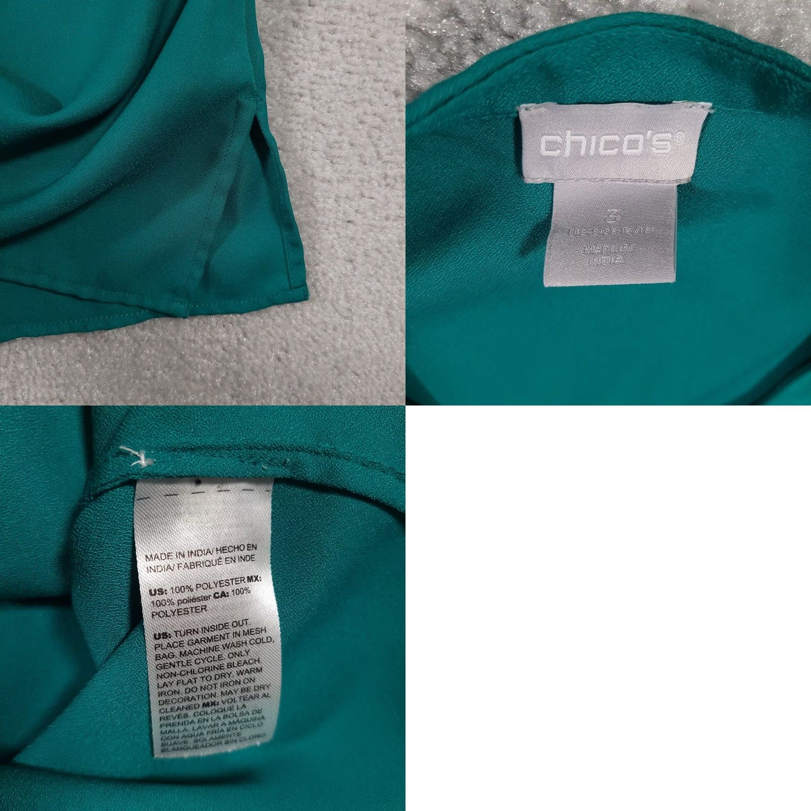 Vintage VINTAGE Chico's Shirt Women's Blouse Green V-Neck Long Sleeve Studded Snap Cuff XL Lounge/Workwear Size XL / US 12-14 / IT 48-50 - 9 Thumbnail
