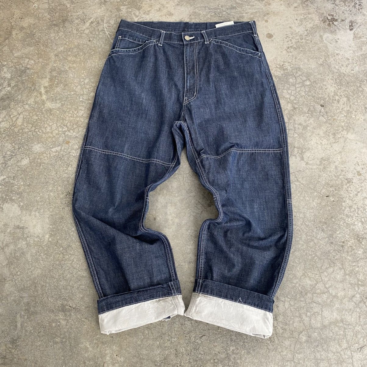 Comme des Garcons Homme SS09 CdGH Lined Panelled Light Weight Wide Denim Jeans Size US 34 / EU 50 - 1 Thumbnail