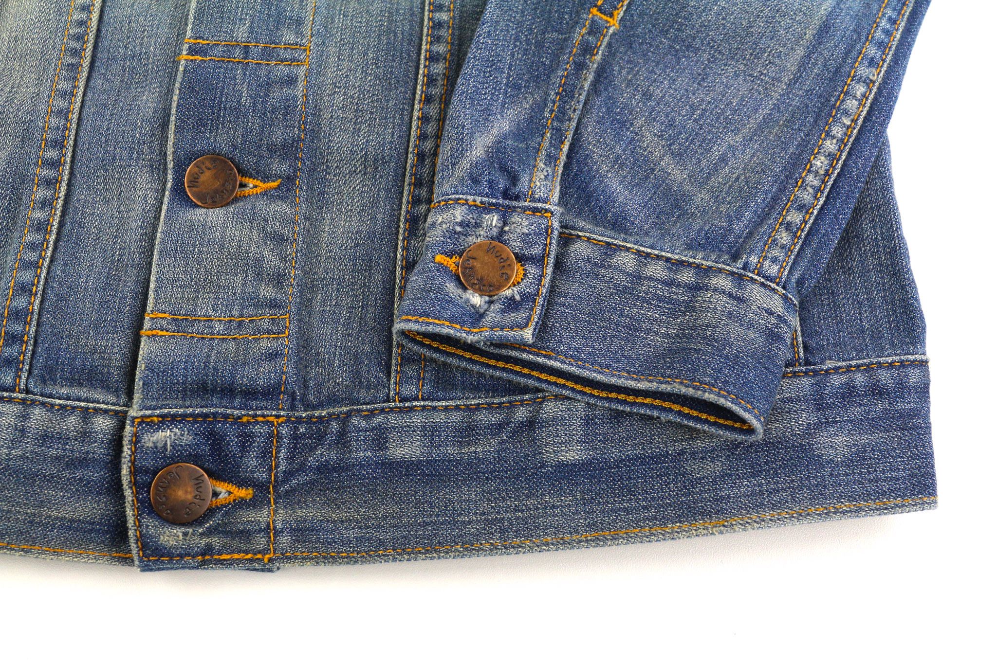 Nudie Jeans PERRY XS Bright Broken Mid Blue Denim Jacket 82440 Size US XS / EU 42 / 0 - 5 Thumbnail