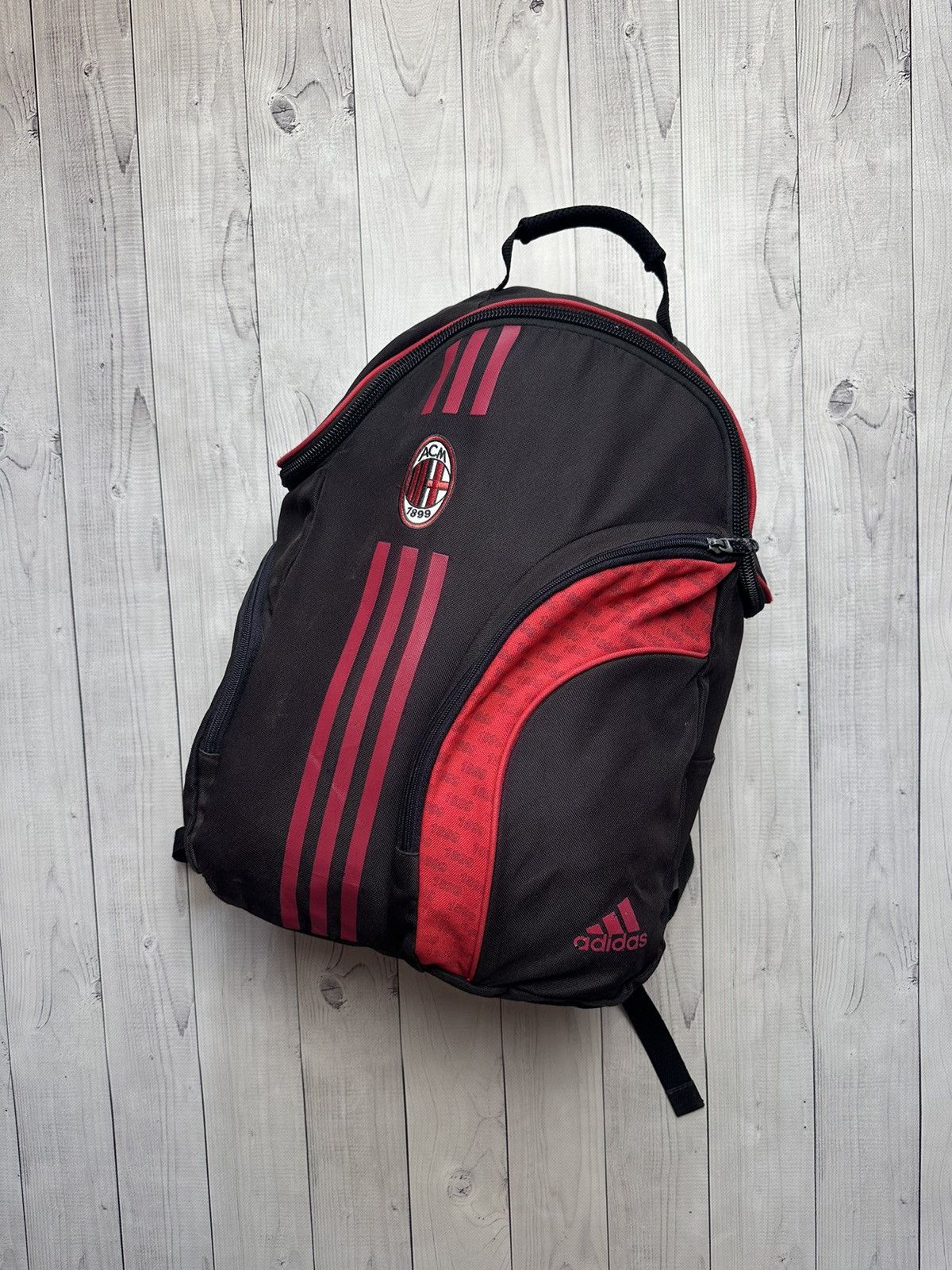 Vintage adidas AC Milan soccer bag pack distressed