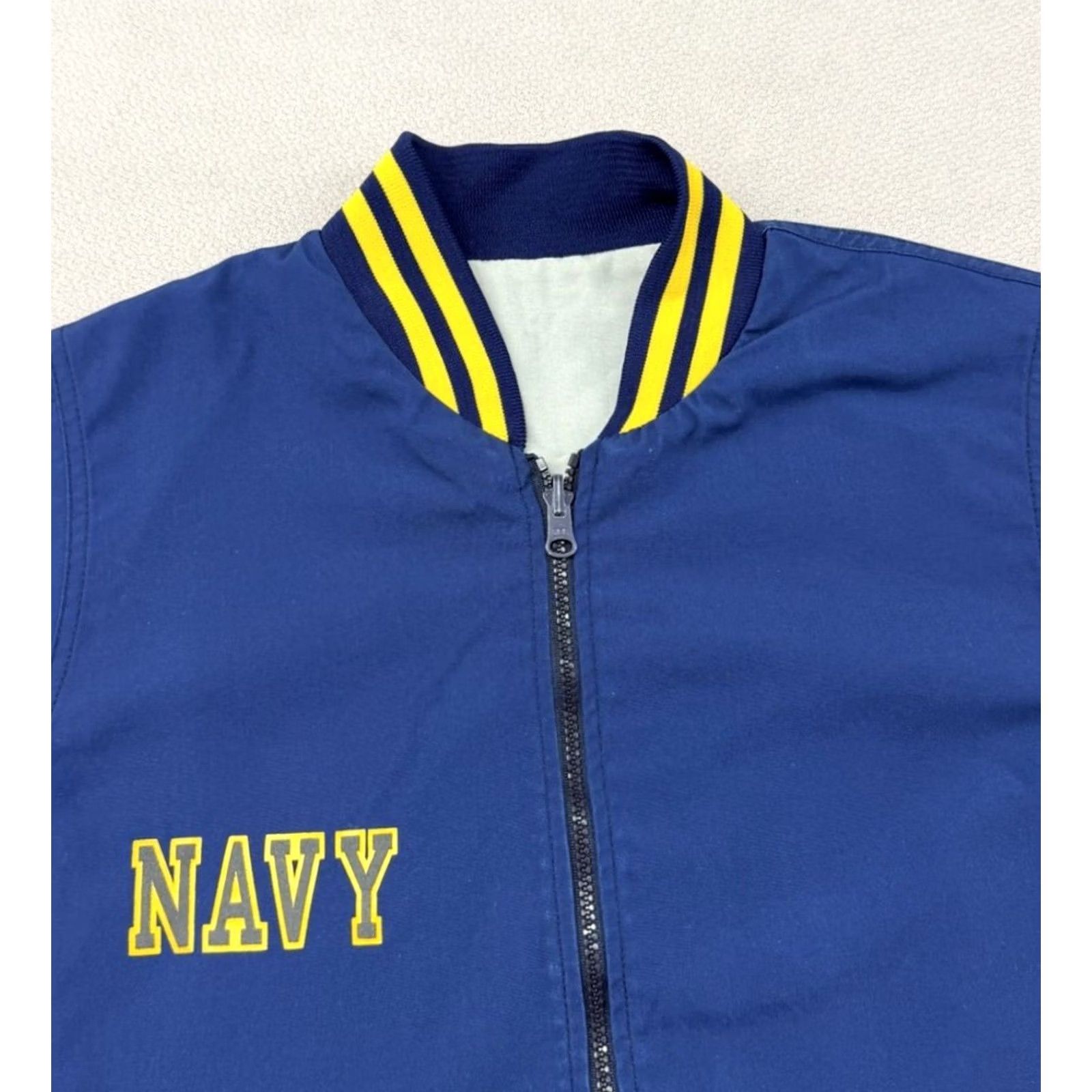 Soffe VINTAGE Soffe US Navy Bomber Jacket Mens Small Blue Reversible Short Zip 90s Navy USA Nautical 40in Chest Seasonal Fall Winter Spring Casual Workwear Size US S / EU 44-46 / 1 - 6 Thumbnail
