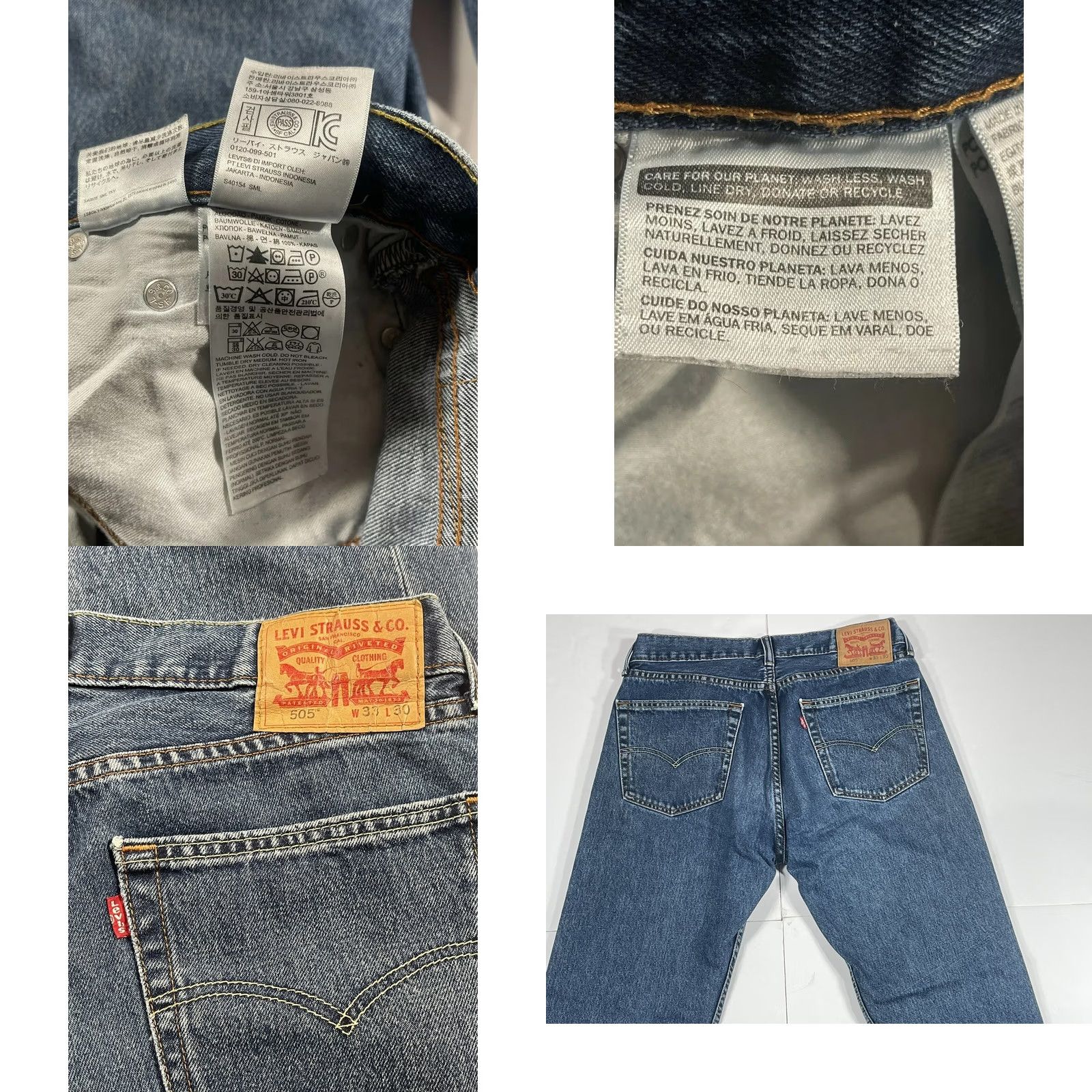 Levi's LEVI'S Jeans Men’s 33Wx30L Blue Strauss 505 Straight Long Denim 100% Cotton Jeans Mens Regular Size US 33 - 8 Thumbnail