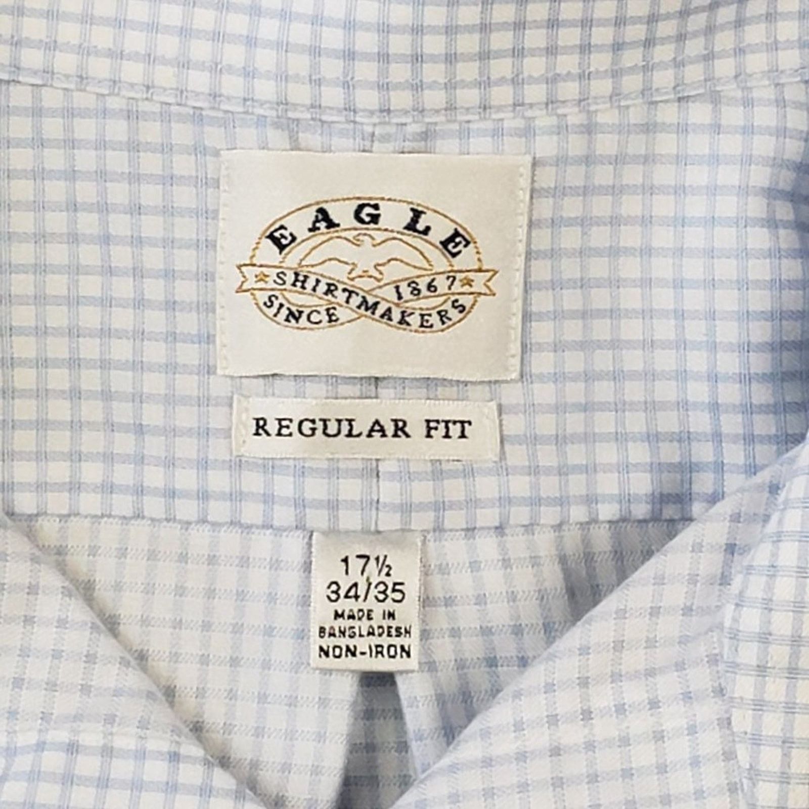 Other EAGLE Blue Windowpane Plaid Button Down Shirt 17.5 34/35 Size US XL / EU 56 / 4 - 10 Thumbnail