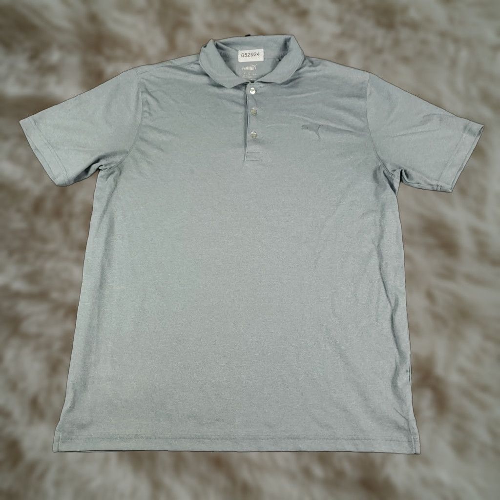 Puma PUMA Polo Shirt Mens L Gray Golf Casual Short Sleeve Polo Shirt - Classic, Preppy, Sports, American - Regular Fit, Button Front, Logo, Collared Shirt Size US L / EU 52-54 / 3 - 1 Thumbnail