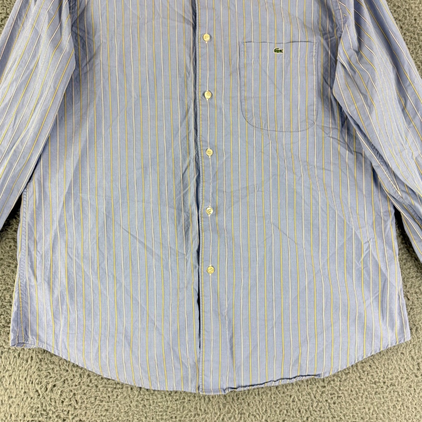 Lacoste Lacoste Button-Up Shirt Mens XL Blue Stripe 100% Cotton Long Sleeve Cardigan? Size US XL / EU 56 / 4 - 4 Thumbnail