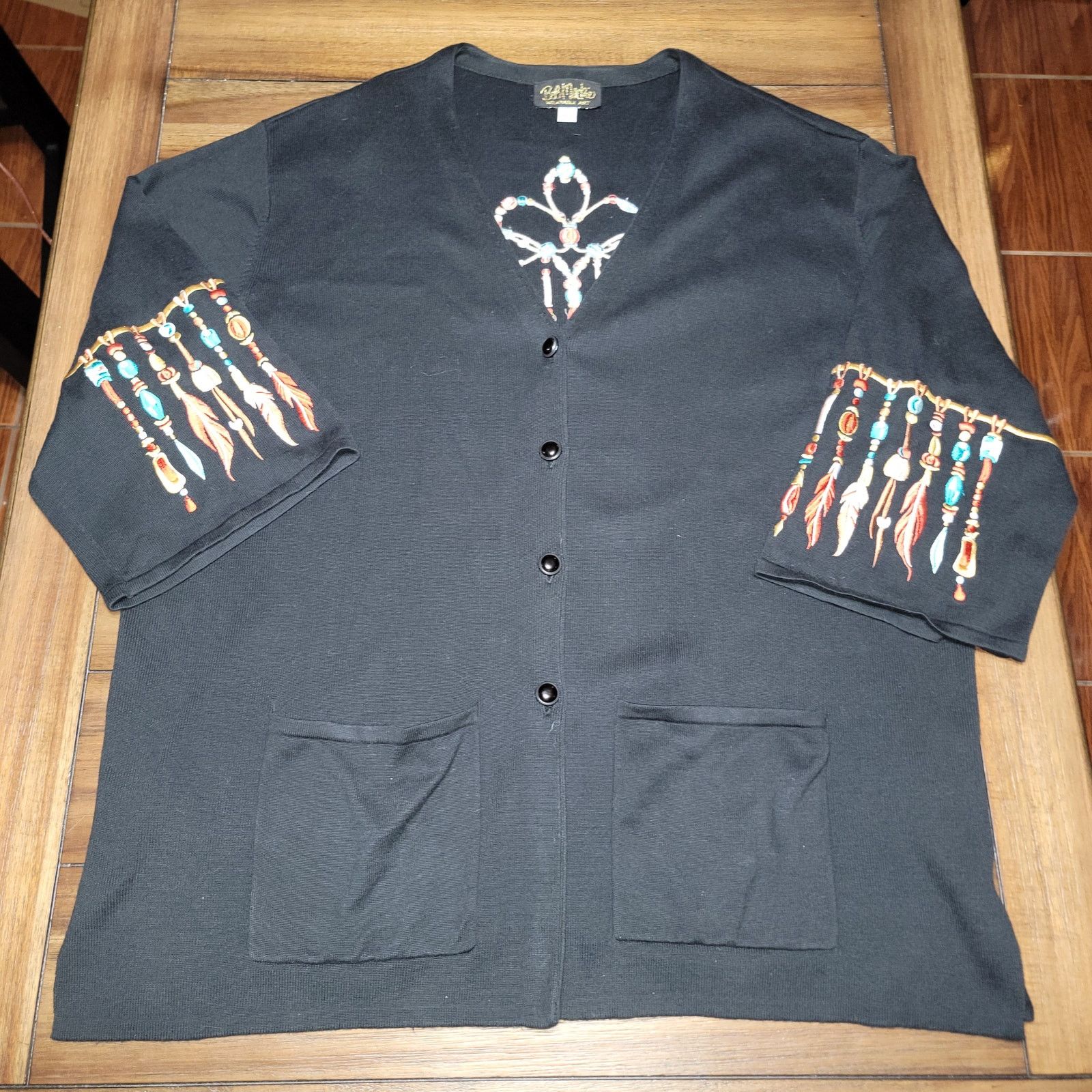 Bob Mackie Bob Mackie Wearable Art Knit LS Sweater w/ Embroidery - 3X Size 3XL / US 20-22 - 1 Thumbnail