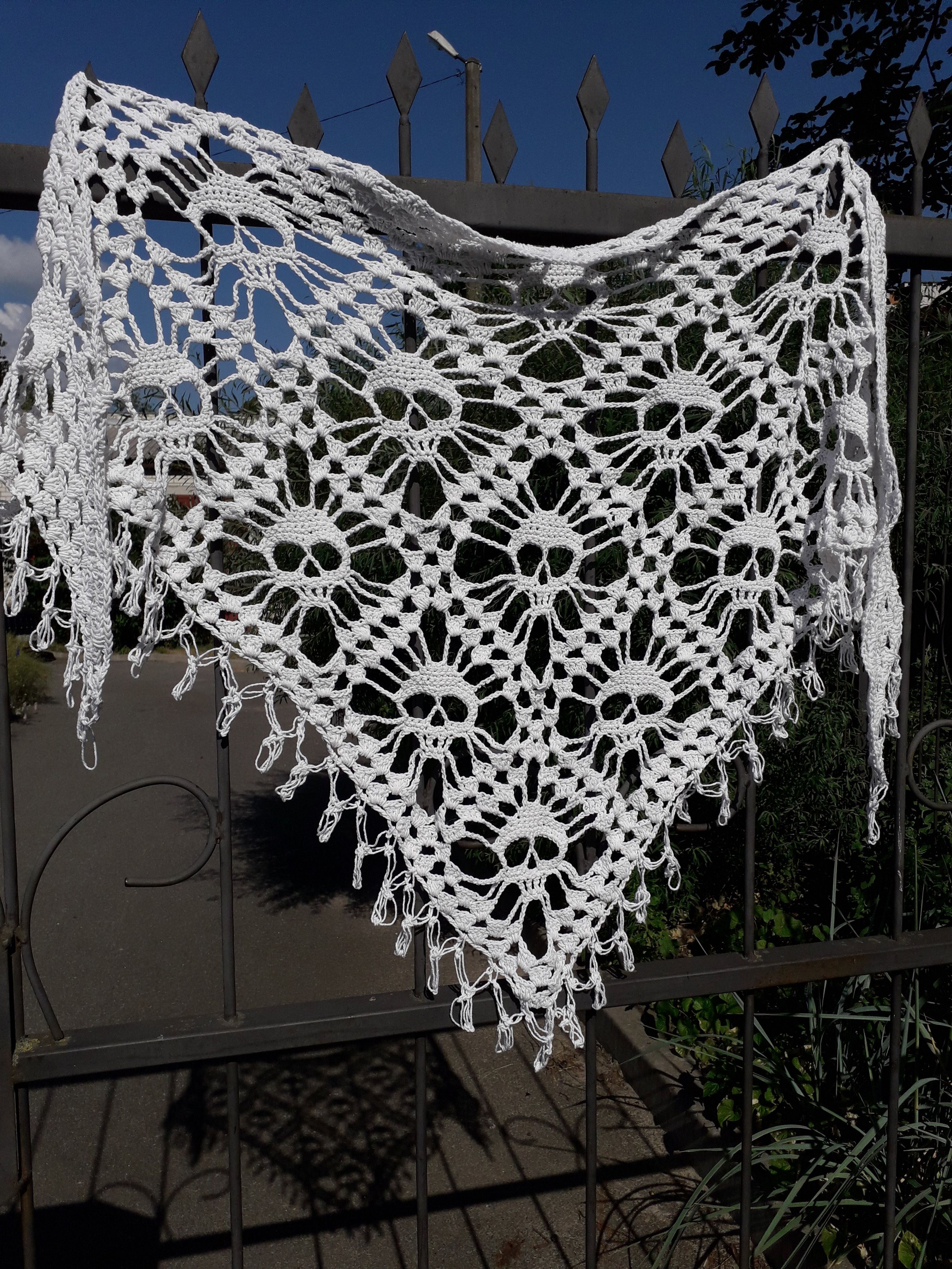 Other White Crochet Skull Shawl – Handcrafted Gothic Wrap Size ONE SIZE - 1 Thumbnail
