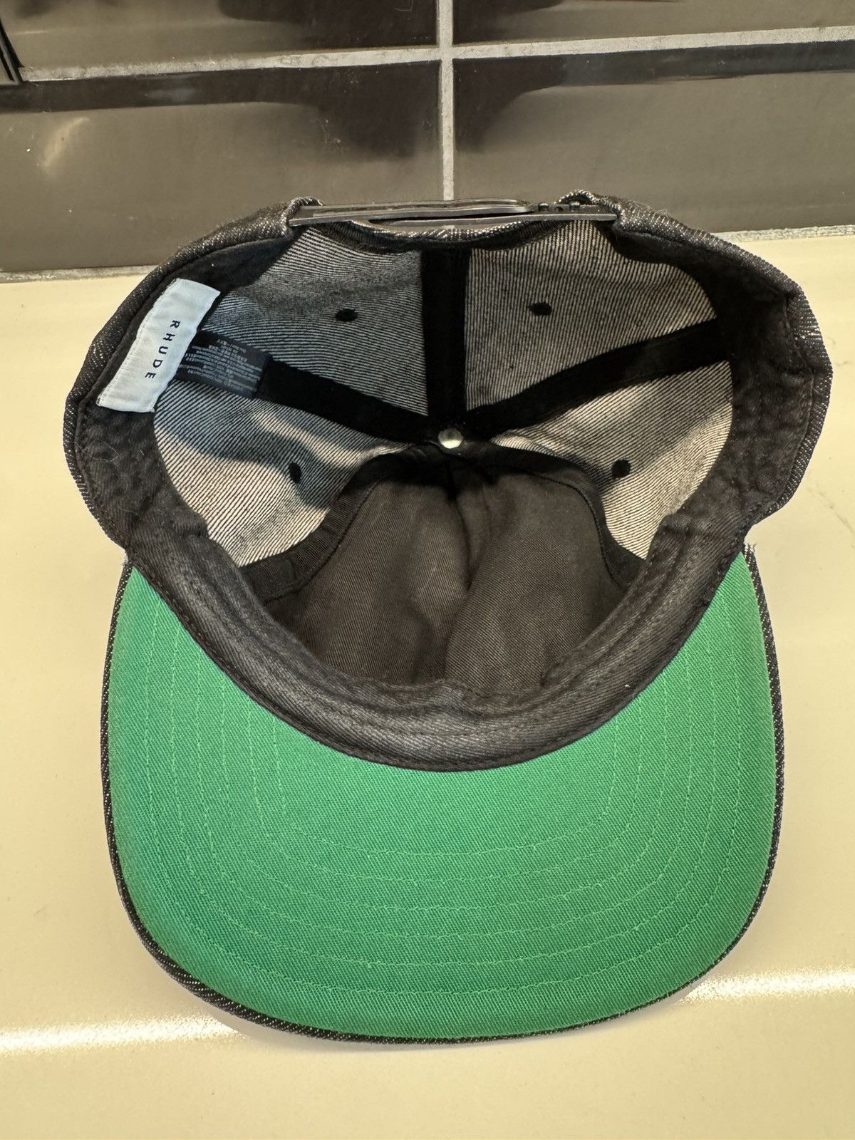 Rhude Rhude Logo Hat – Black Denim Vintage Embroidered Cap Size ONE SIZE - 14 Thumbnail