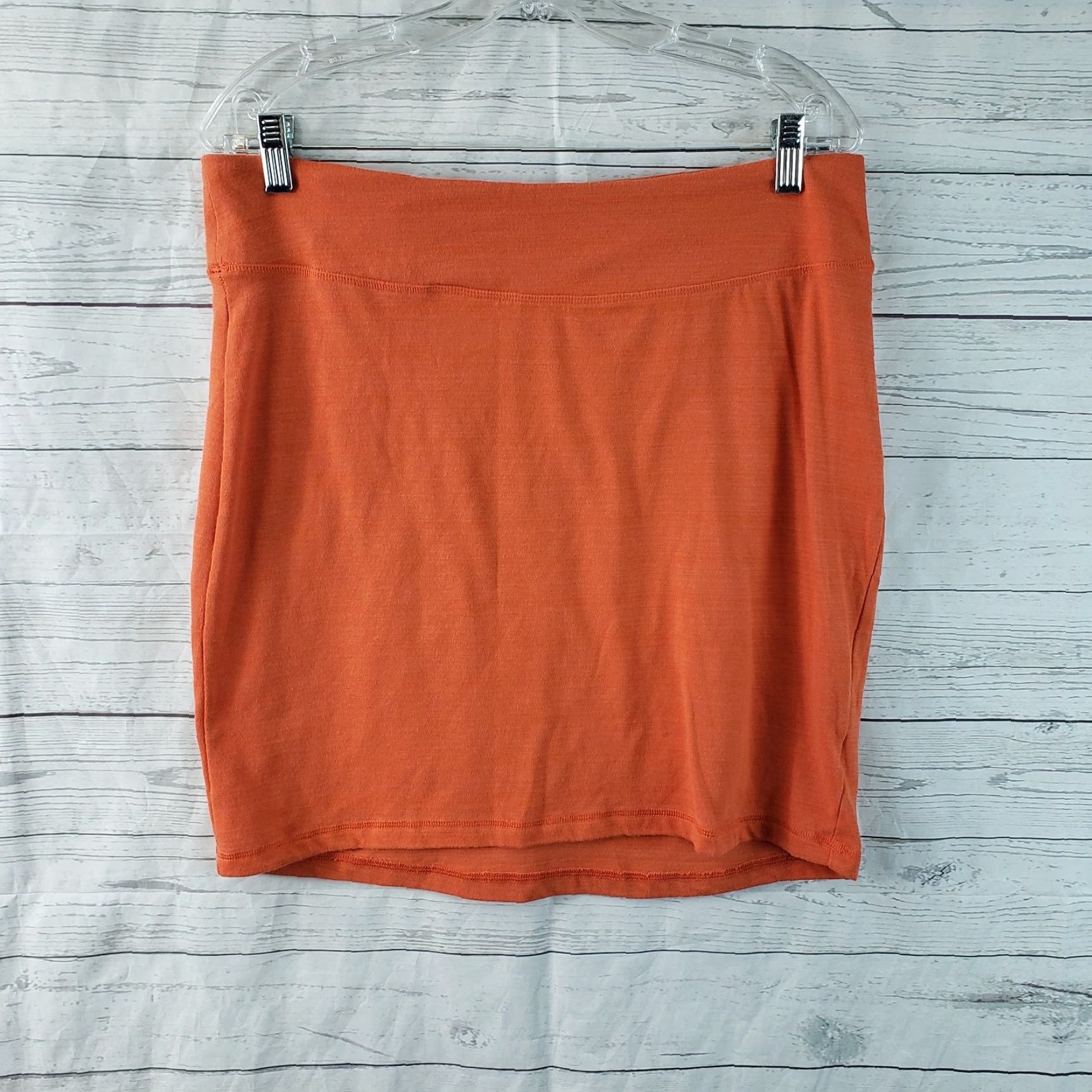 Vintage ZOIC Skirt Women Solid Orange Pull On Cotton Blend Short Pencil Casual Size L Size 36" / US 14 / IT 50 - 2 Thumbnail