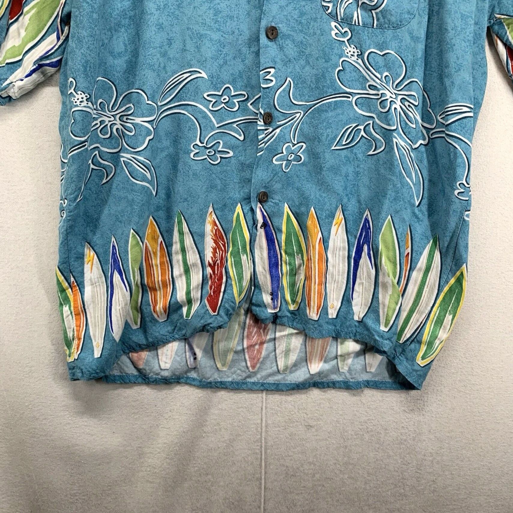 Vintage VINTAGE Ocean Current Men’s Surf Board Hawaiian Shirt Large Blue Floral 100% Rayon Beach Summer Casual Size US L / EU 52-54 / 3 - 4 Thumbnail