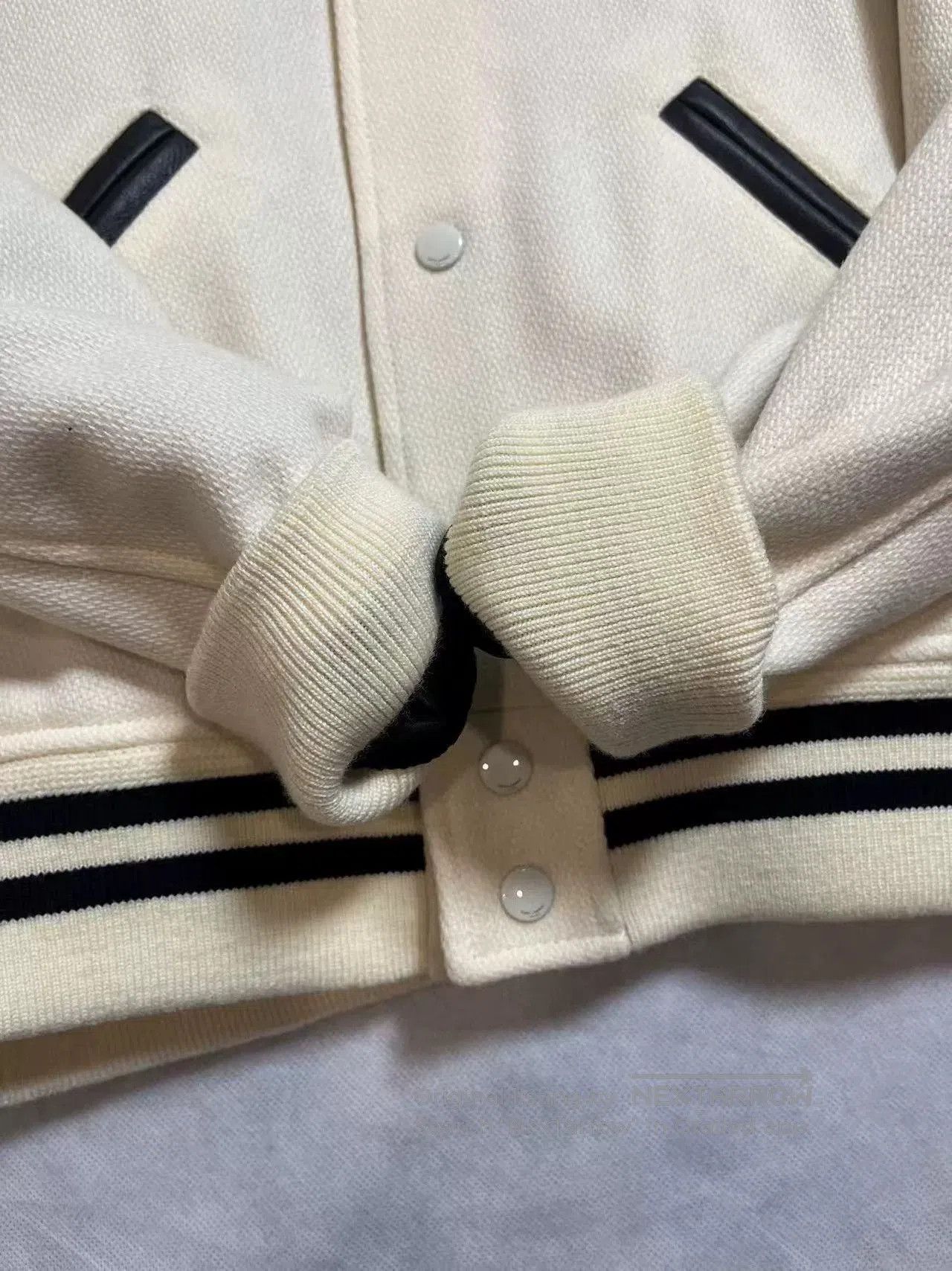 Saint Laurent Paris Saint Laurent White Wool Baseball Jacket. Size US L / EU 52-54 / 3 - 4 Thumbnail