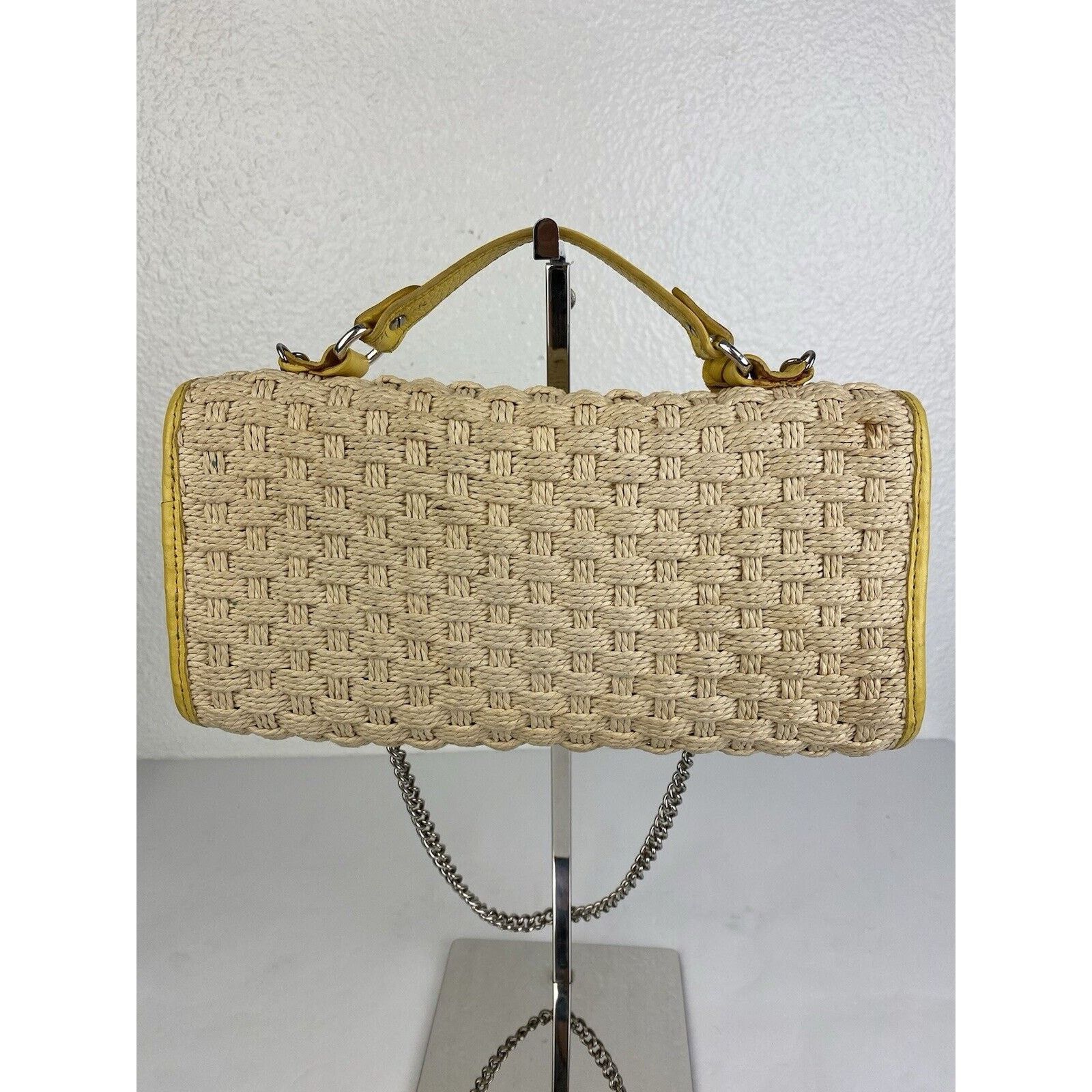 Brighton VTG BRIGHTON Straw Bag Yellow Leather Lined Purse Raffia Size ONE SIZE - 5 Thumbnail