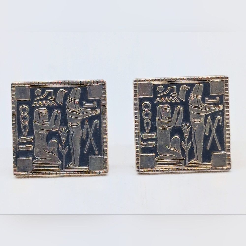 Other Vintage Square Swank Cufflinks with Egyptian Isis Osiris Size ONE SIZE - 1 Thumbnail