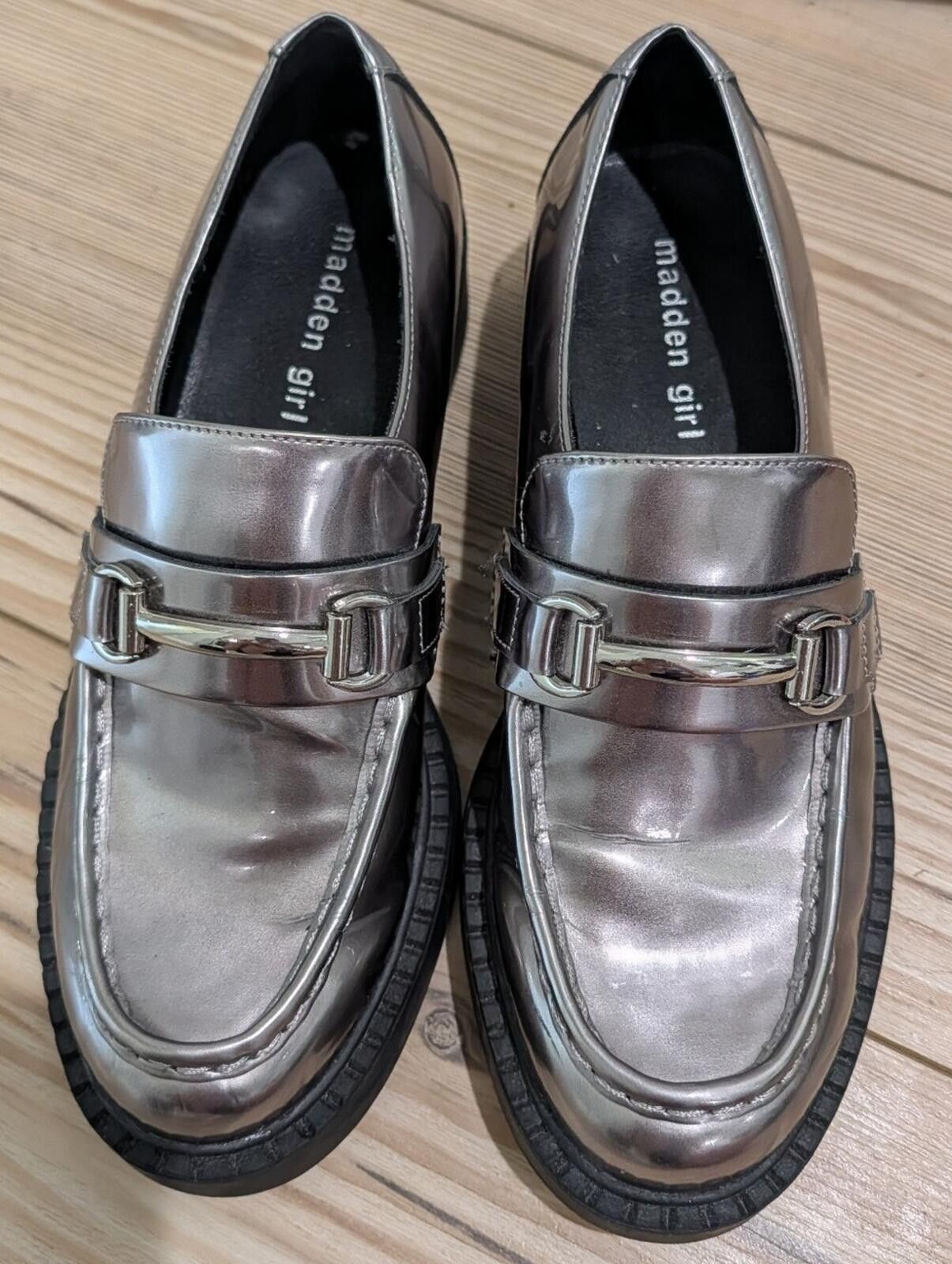 Other Retro Madden Girl Metallic Silver Chunky Loafers Size US 8.5 / IT 38.5 - 3 Thumbnail