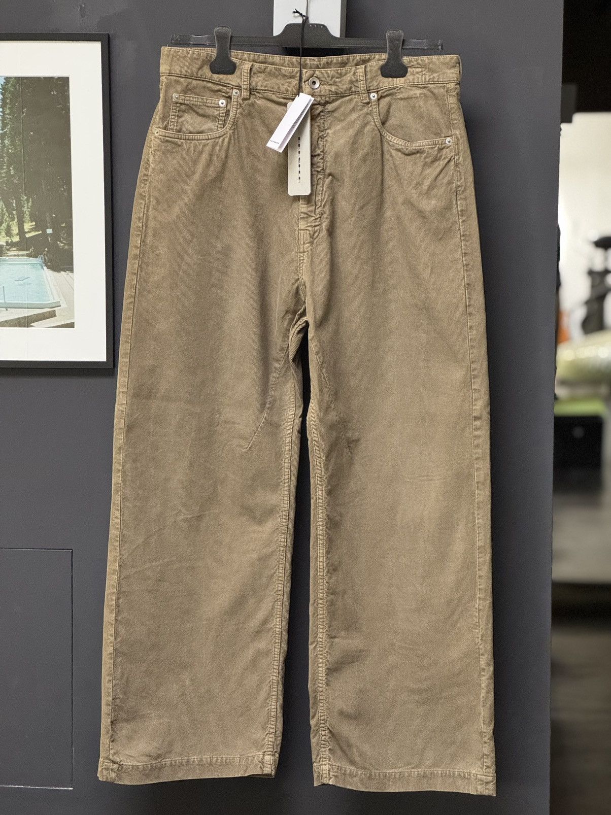 Rick Owens Drkshdw Lido | GETH Pants 33 Microcorduroy Pale Green Size US 33 - 1 Thumbnail