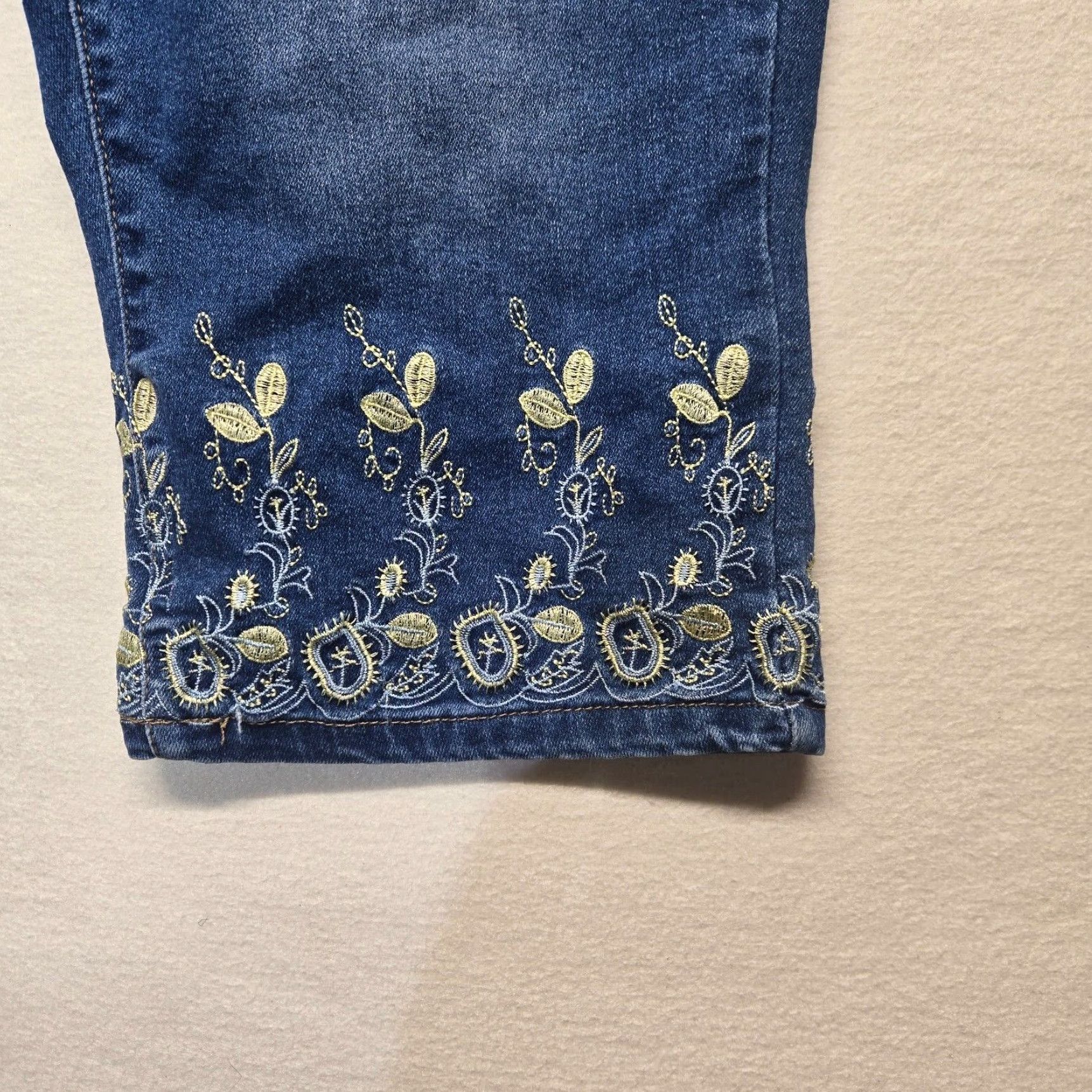HIGH Floral Embroidered High Rise Stretch Blue Jean Adult Women s Size 16W with Classic Sandpiper Style Grailed