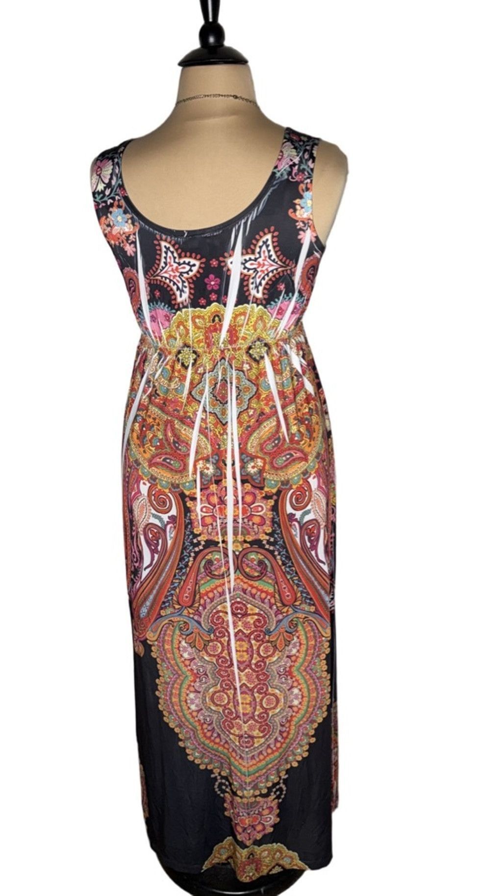 Vintage hippie boho maxi dress paisley red orange empire waist 14 16 Size XL / US 12-14 / IT 48-50 - 1 Thumbnail