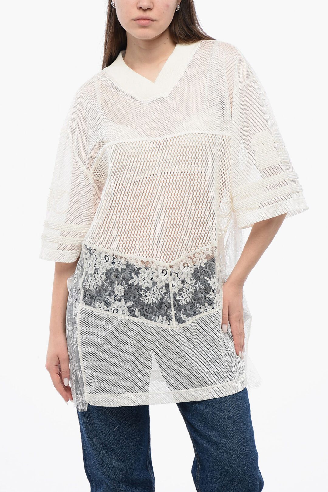Off-White og1mm1125 Mesh and Lasces Top in White Size S / US 4 / IT 40 - 1 Thumbnail