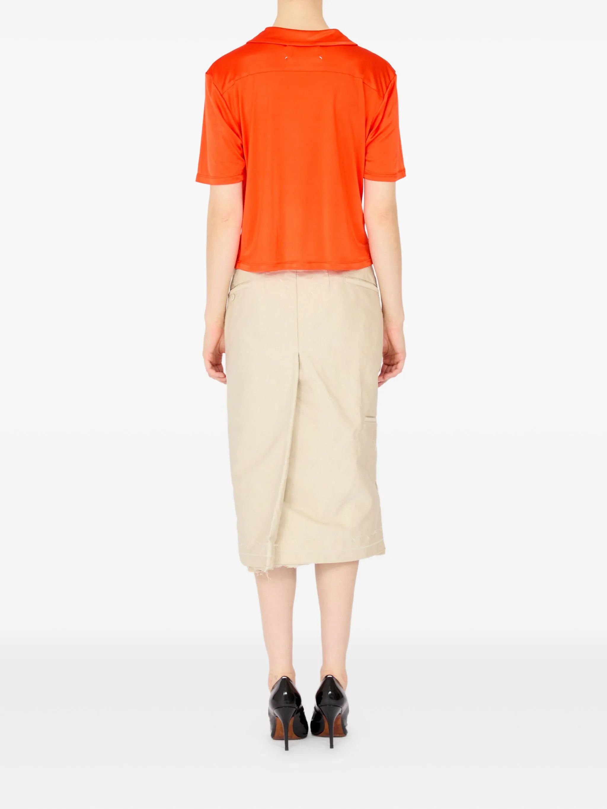 Maison Margiela o1w1db10526 Satin Polo Shirt in Volcanic Orange Size XS / US 0-2 / IT 36-38 - 5 Thumbnail