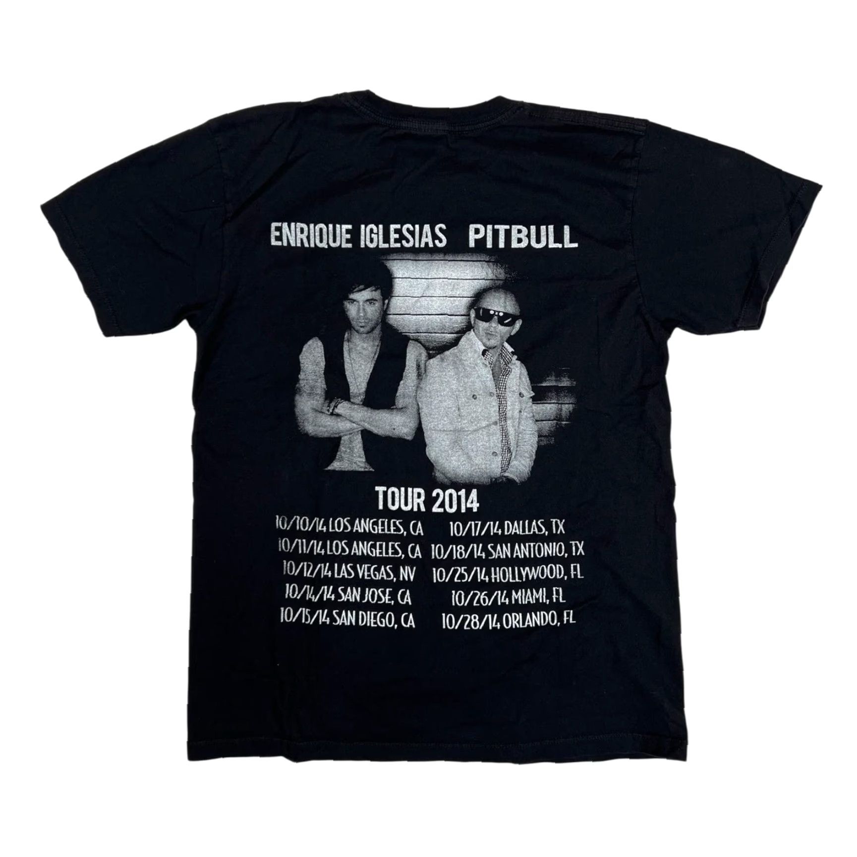 Vintage Enrique Iglesias & Pitbull Tour 2014 T-Shirt Black Graphic Concert Size Medium Size US L / EU 52-54 / 3 - 3 Thumbnail