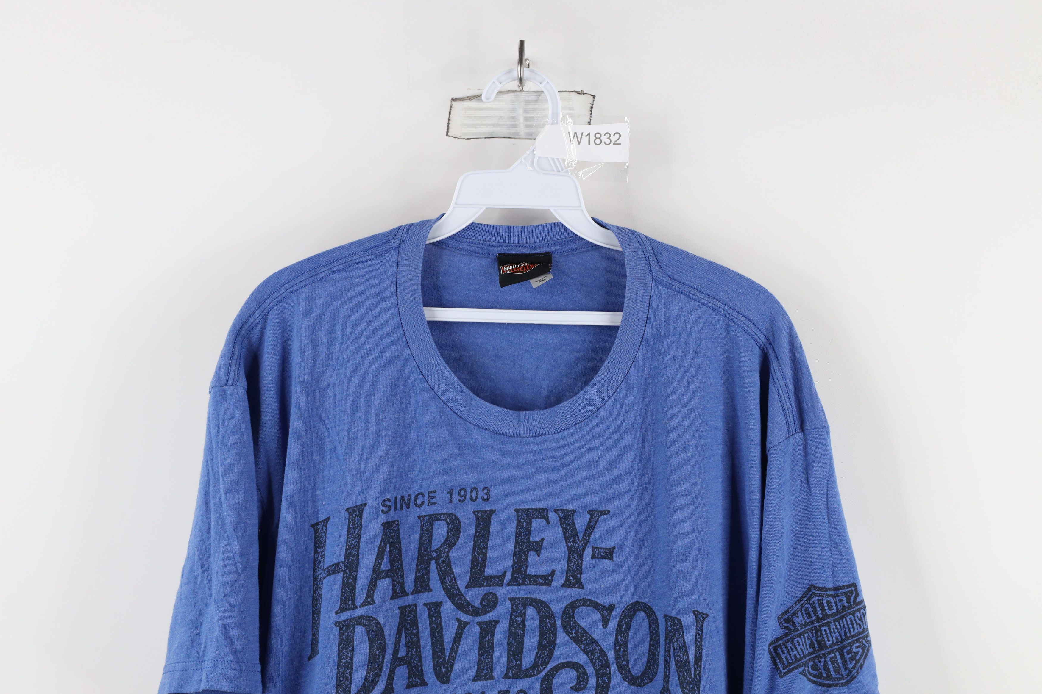 Harley Davidson × Vintage Y2K Harley Davidson Spell Out Big Logo T-Shirt Heather Blue Size US XXL / EU 58 / 5 - 2 Thumbnail