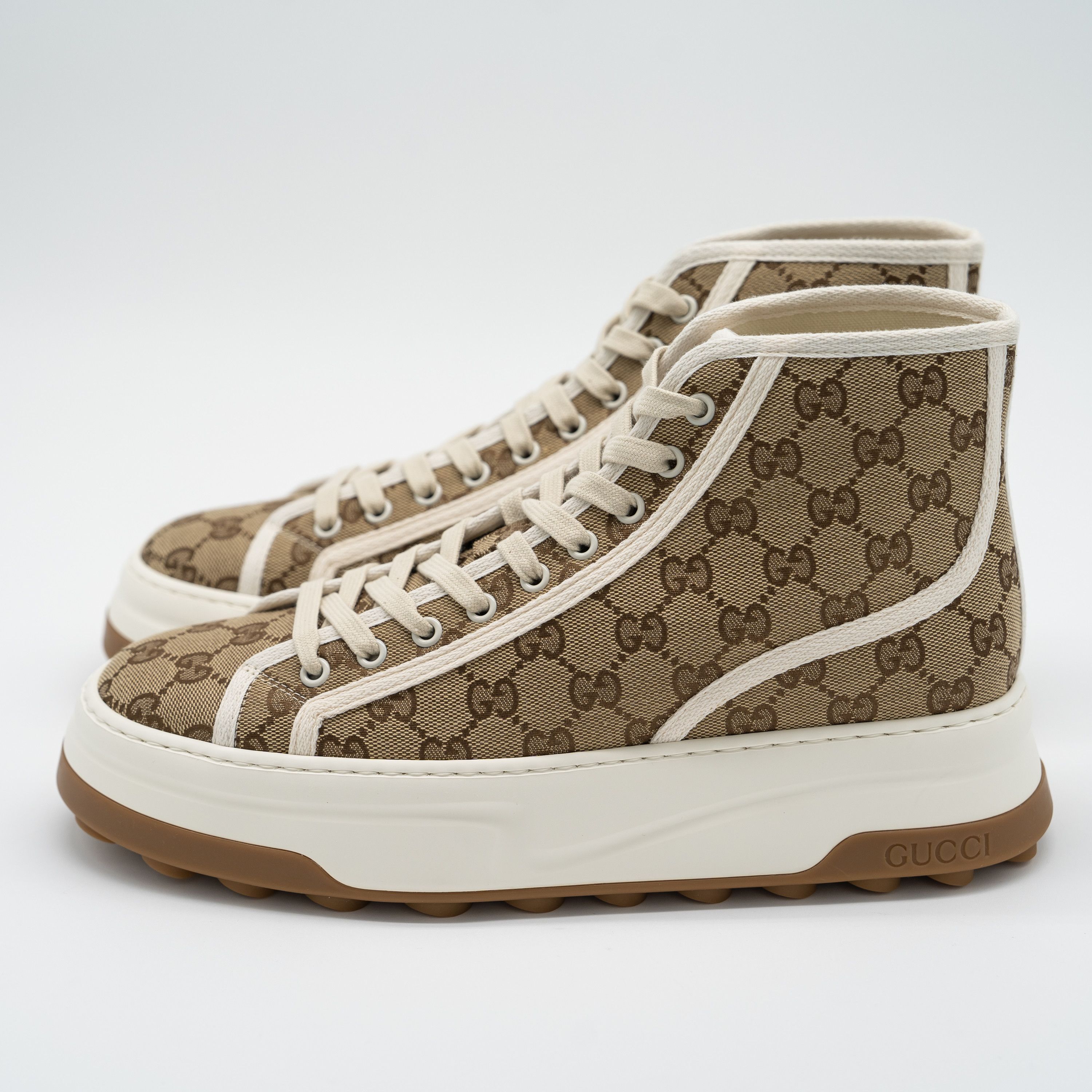 Gucci Gucci Tennis Platform GG Canvas Beige Brown Sneakers High Size US 11 / EU 44 - 4 Thumbnail