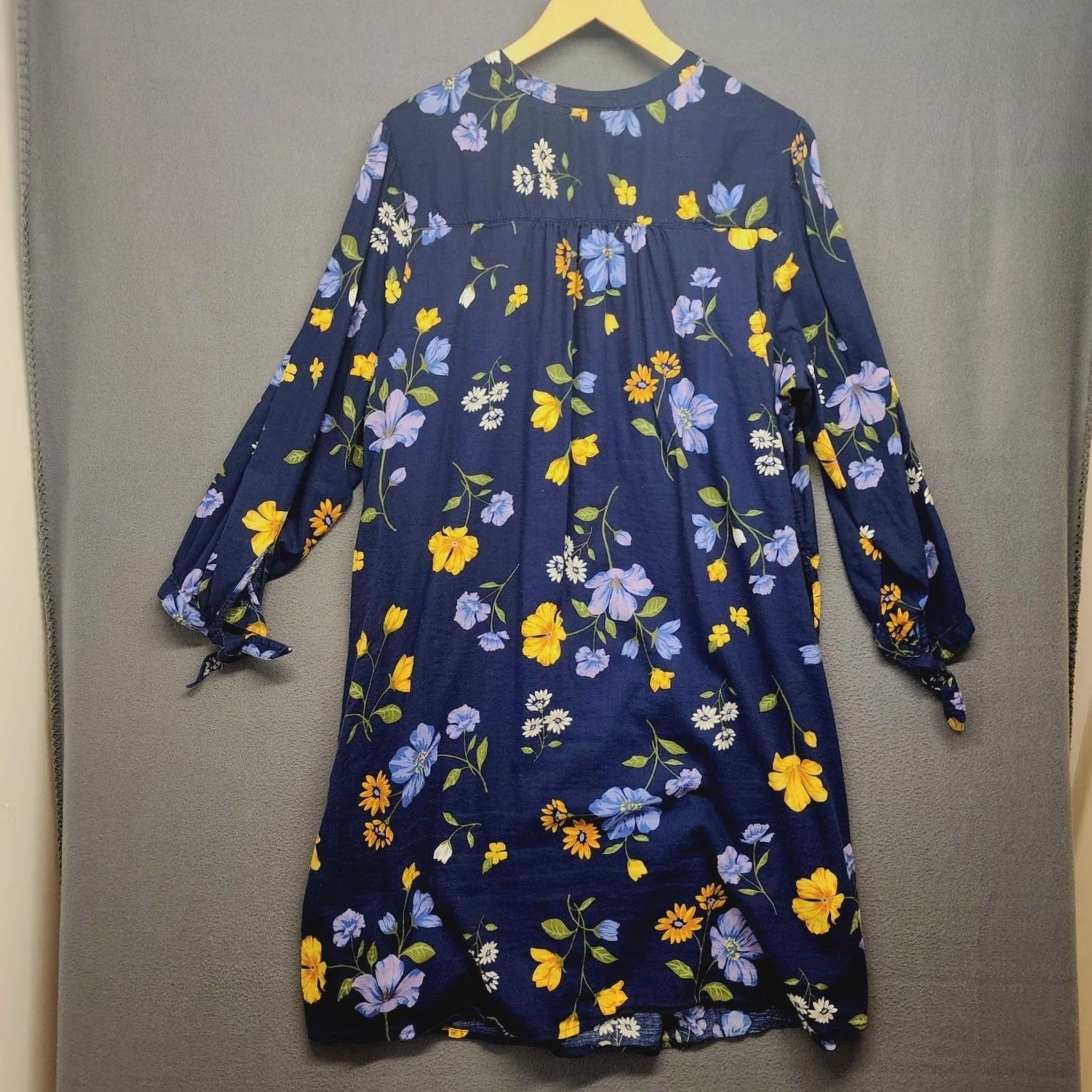 Old Navy VINTAGE Old Navy Womens Dress Plus Size 3X Blue Floral Shift Prairie Peasant Cottage Knee Length Button Cotton Blend Floral Womens 3X Size XXL / US 16-18 / IT 52-54 - 2 Thumbnail