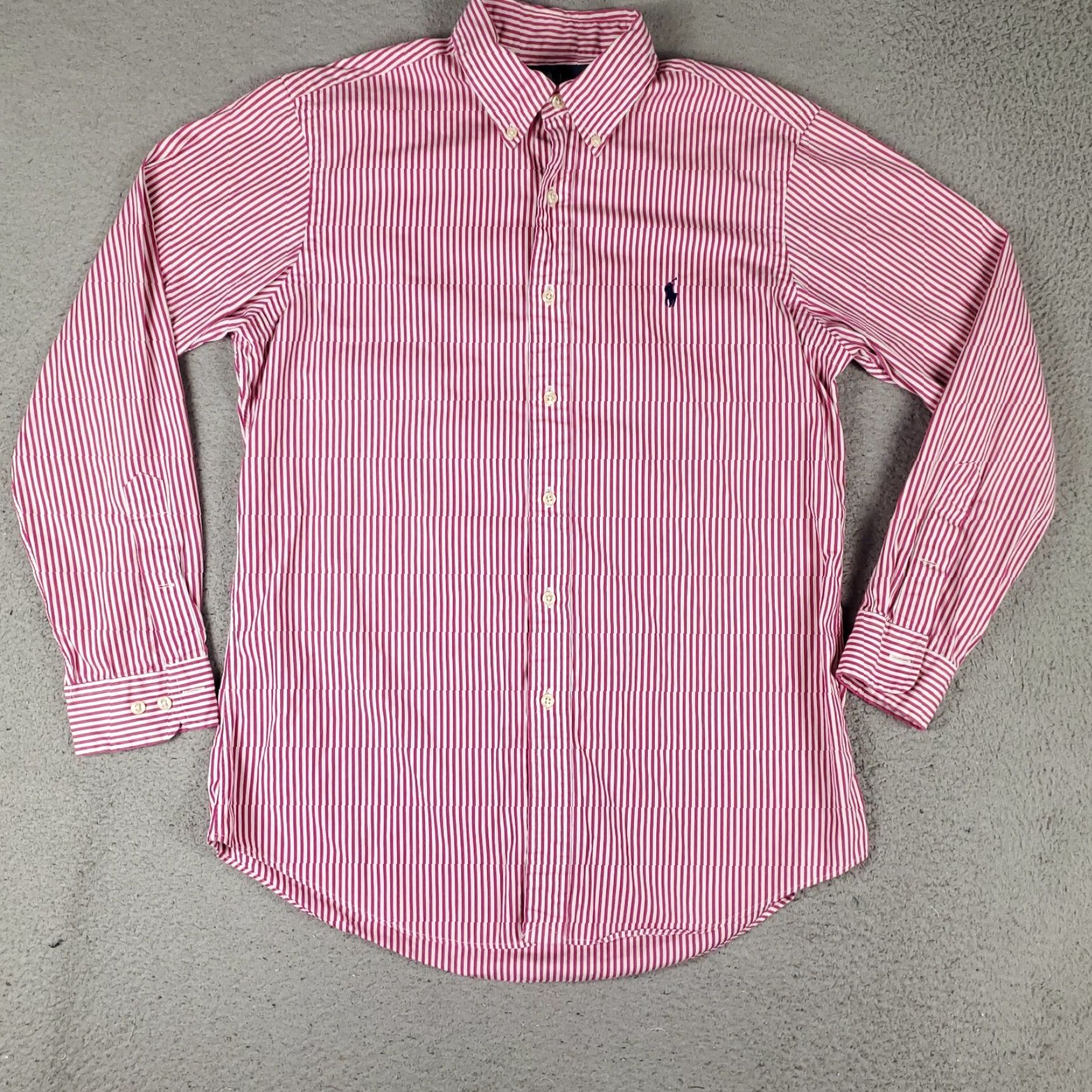 Ralph Lauren VINTAGE Ralph Lauren Dress Shirt Mens 15.5 Pink Striped Long Sleeve Business Casual Formal Size 40R - 3 Thumbnail
