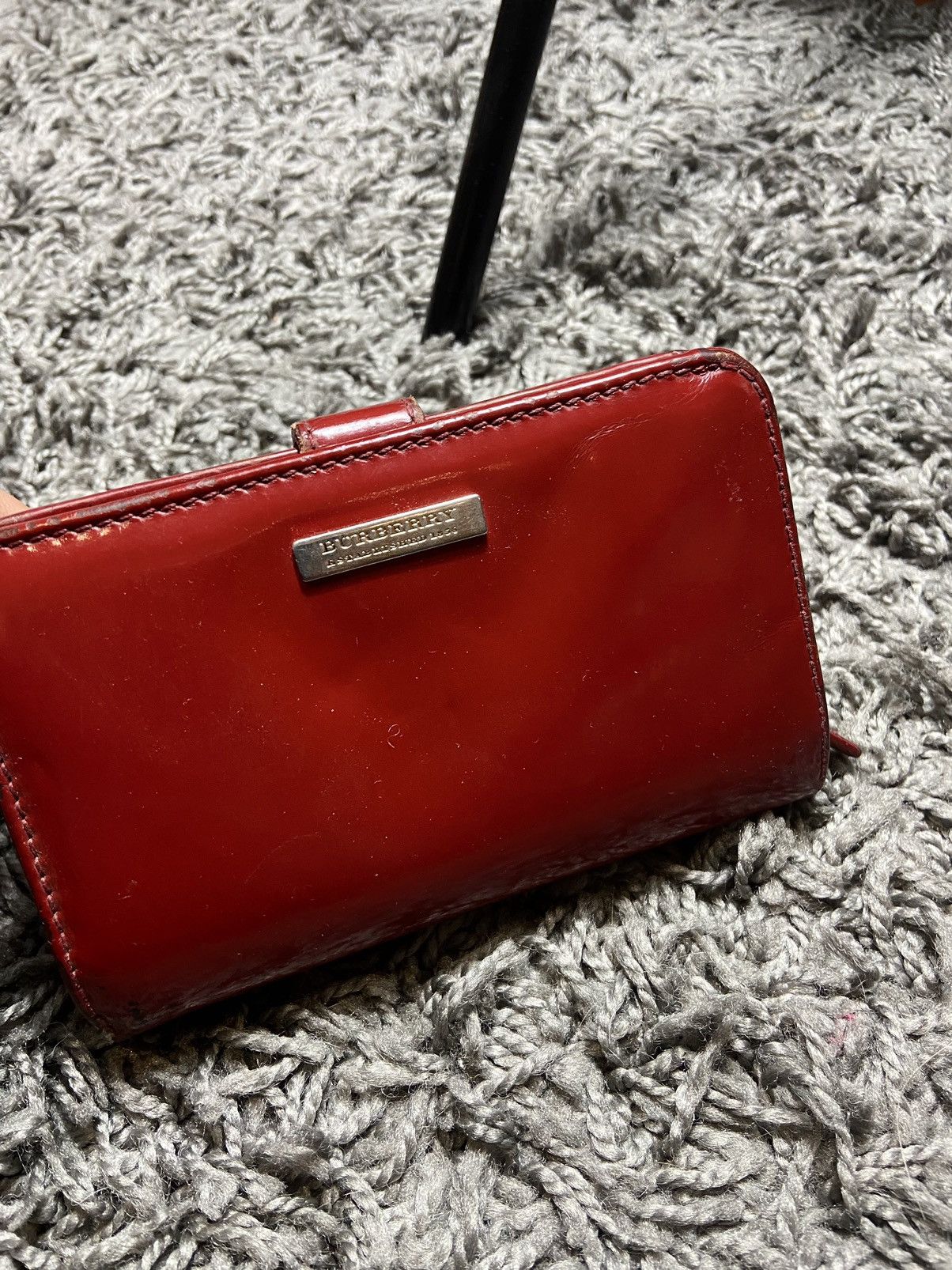 Burberry × Vintage BURBERRY VINTAGE RED LEATHER WOMENS POCKET WALLET Size ONE SIZE - 1 Thumbnail