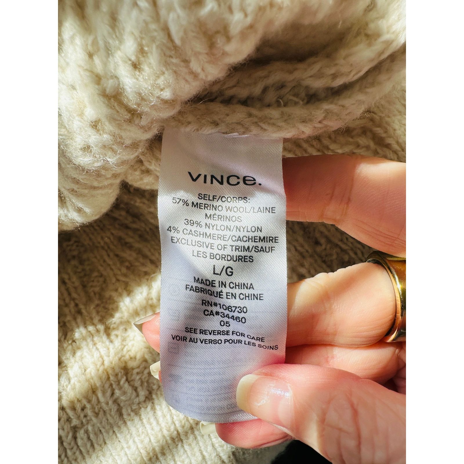 Vince Vince Cream Chunky Knit Long Sleeve Mock Neck Sweater L Size L / US 10 / IT 46 - 13 Thumbnail