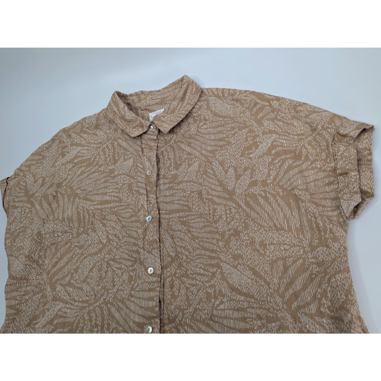 Vintage VINTAGE Sigrid Olsen Women's Large Linen Button-Up Cap Sleeve Hawaiian Shirt Size L / US 10 / IT 46 - 2 Thumbnail