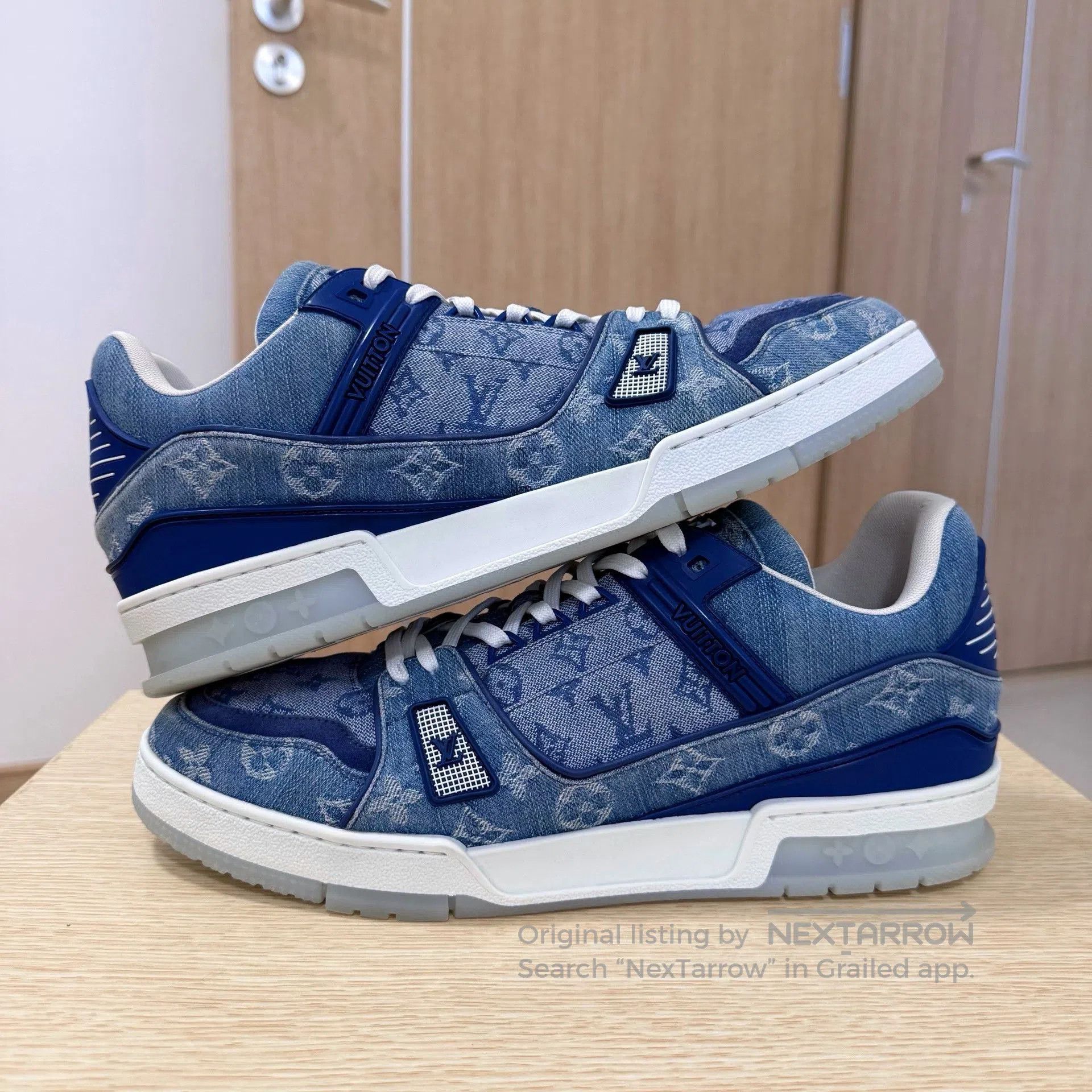 Louis Vuitton LV Trainer Blue White Denim Sneakers. Size US 11 / EU 44 - 2 Thumbnail