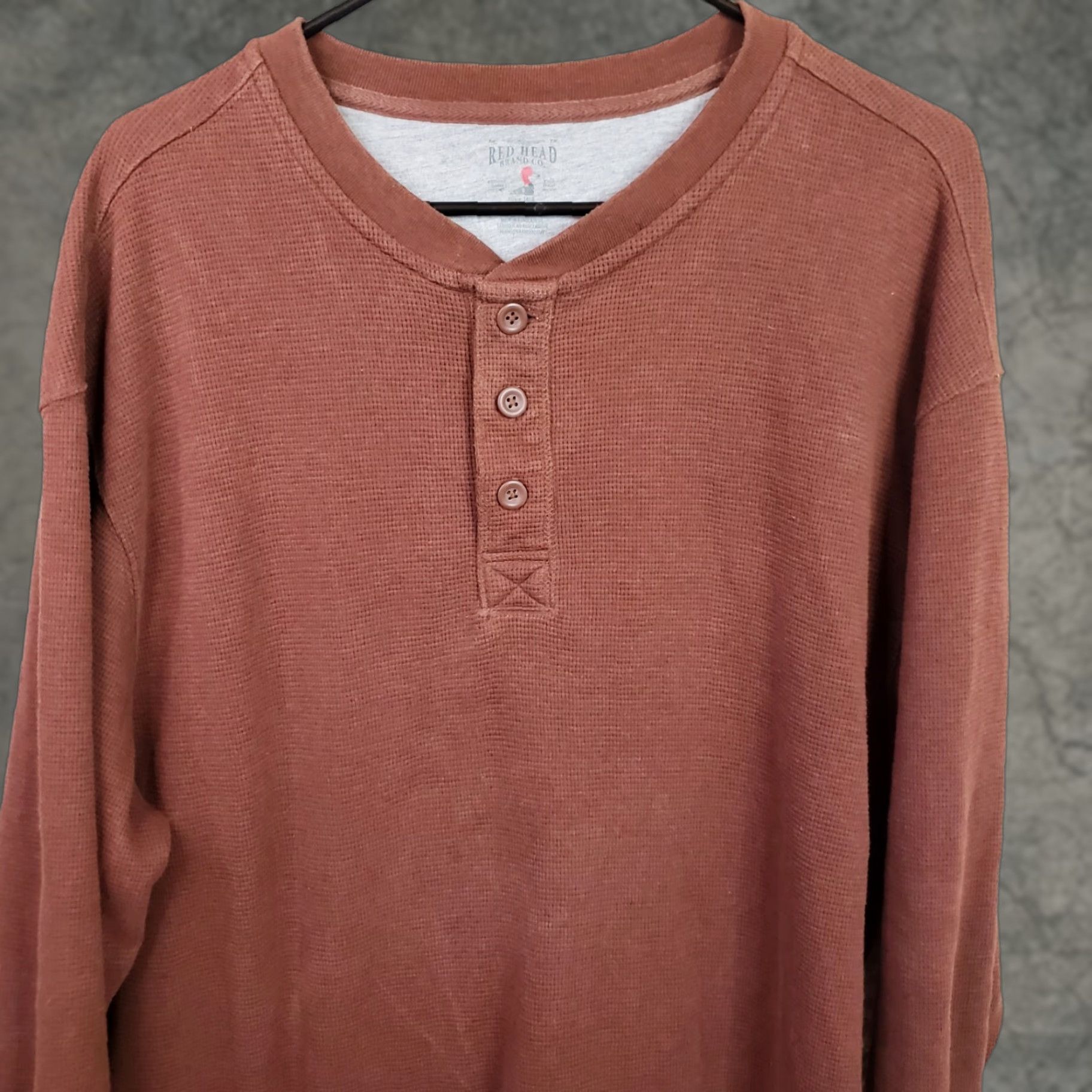Vintage RedHead Shirt Henley Long Sleeve 100% Cotton Brown XL Mens Regular Button-Up Casual Workwear Size US XL / EU 56 / 4 - 1 Thumbnail