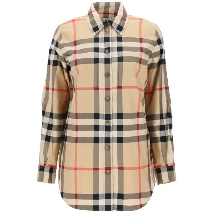 image of Burberry O1S22I1N0424 Paola Check Shirt In Beige, Women's (Size XS)