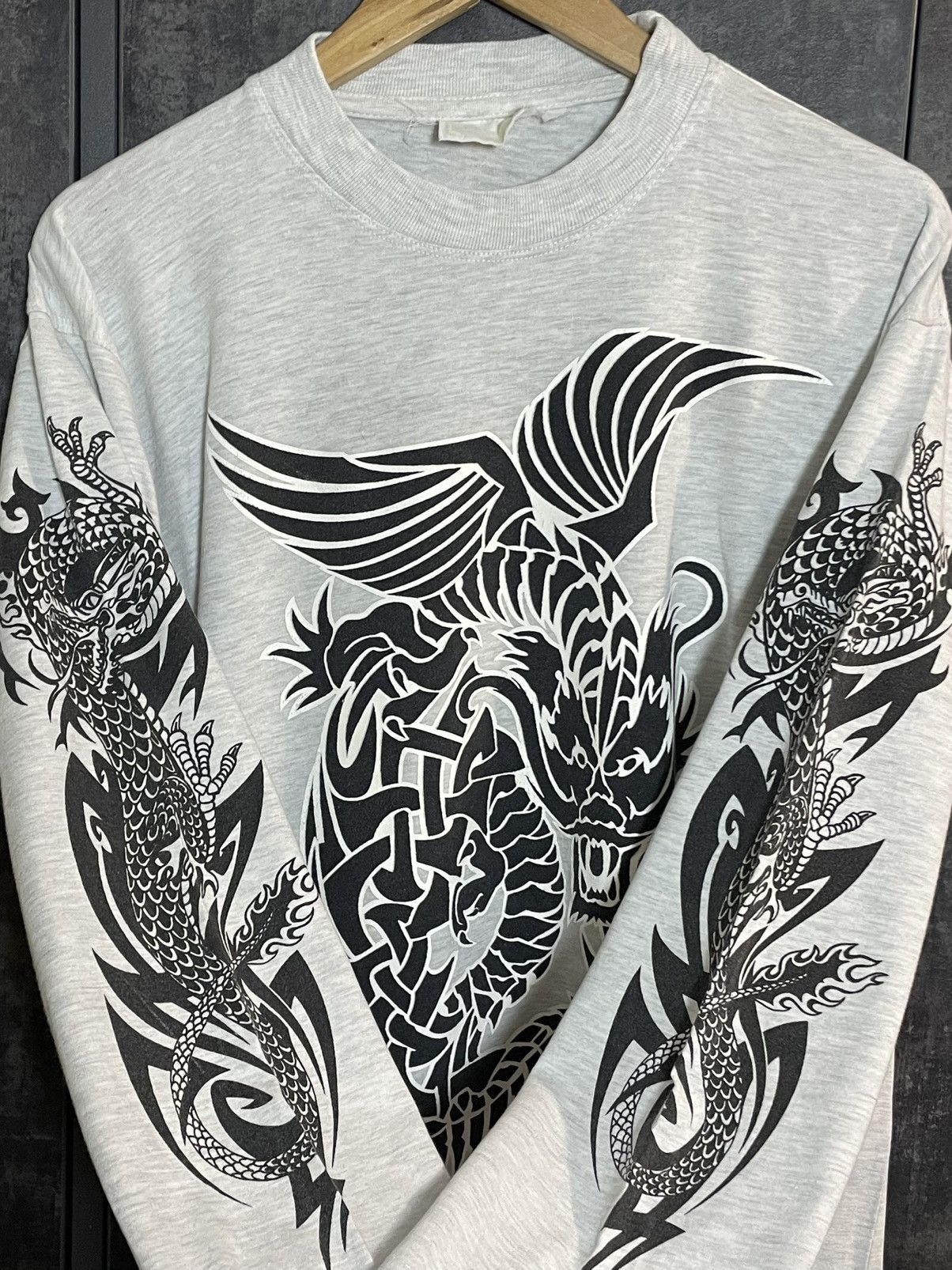 Vintage Sick Vintage 90s Japanese Dragon Tribal Longsleeve Cdg Y3 Size US L / EU 52-54 / 3 - 3 Thumbnail