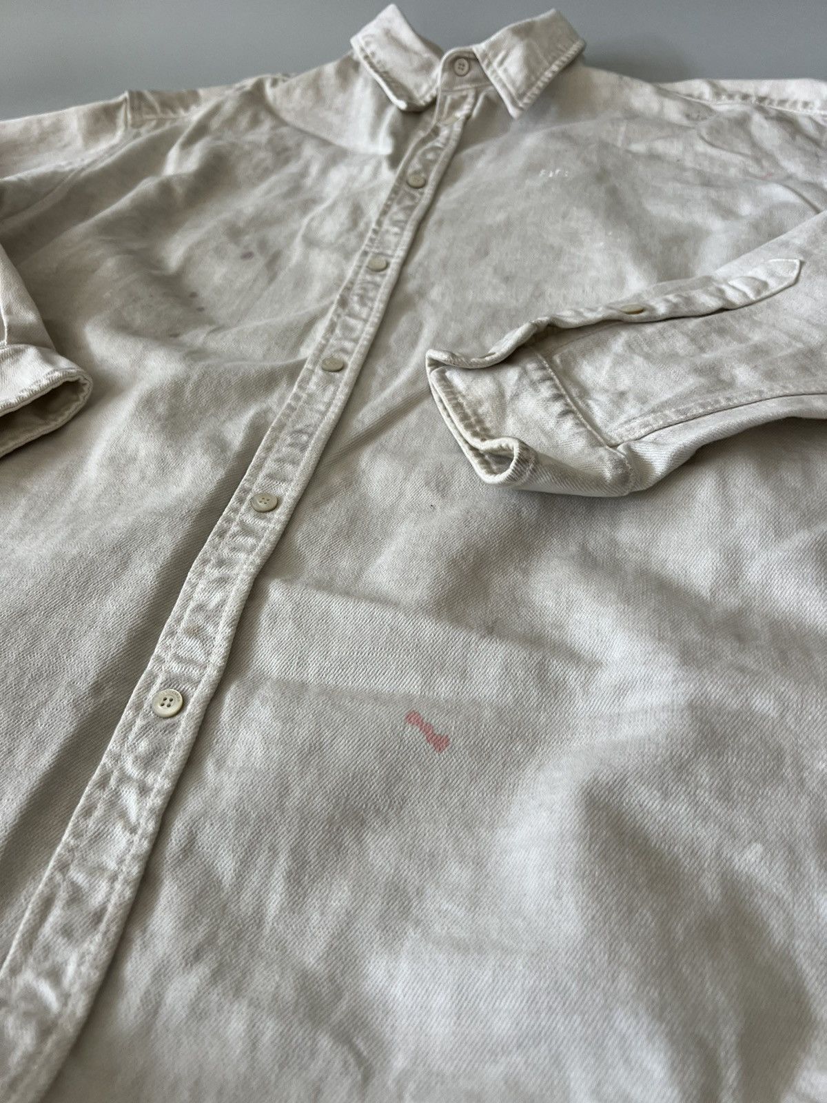 Balenciaga Balenciaga BB Logo Denim Shirt Dirty Cream Size US S / EU 44-46 / 1 - 7 Thumbnail