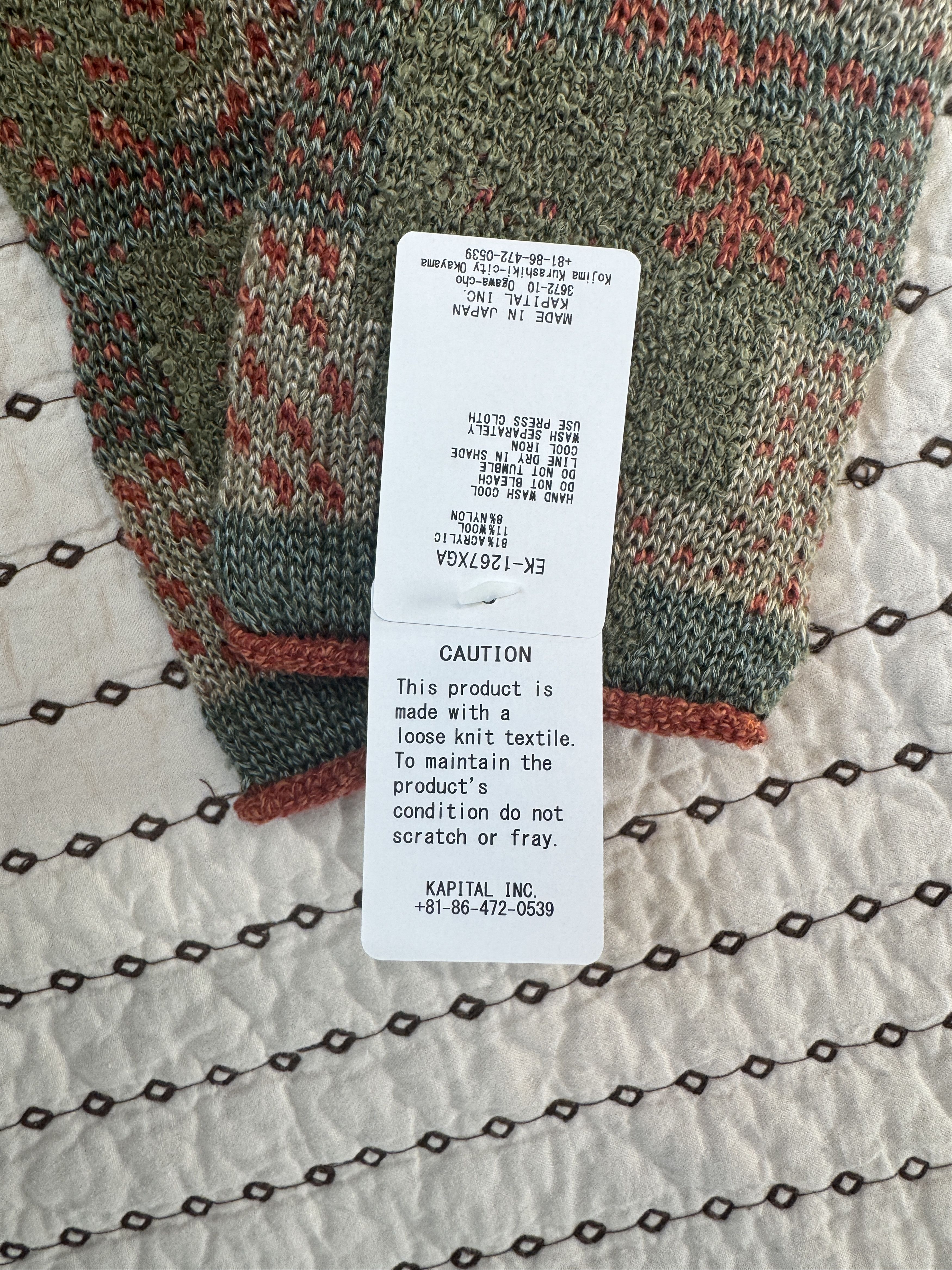Kapital KAPITAL GABBEH PATCHWORD 2-WAY MITTENS KHAKI OS NEW Size ONE SIZE - 5 Thumbnail