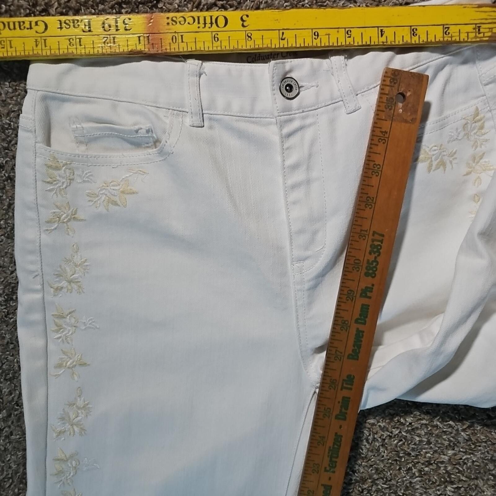 Coldwater Creek Coldwater Creek Sz 4 Embroidered Floral White Jeans Size 27" / US 4 / IT 40 - 6 Thumbnail