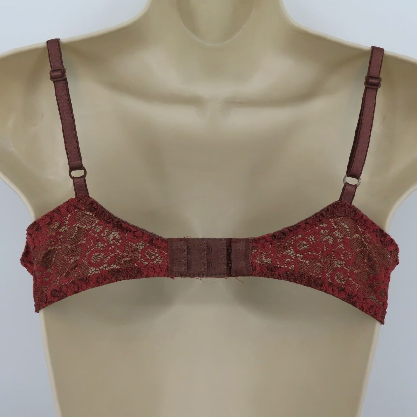 Vintage VTG Maidenform Bra 36B Rendezvous Underwire Padded Lace Brown Satin Bow Size ONE SIZE - 5 Thumbnail