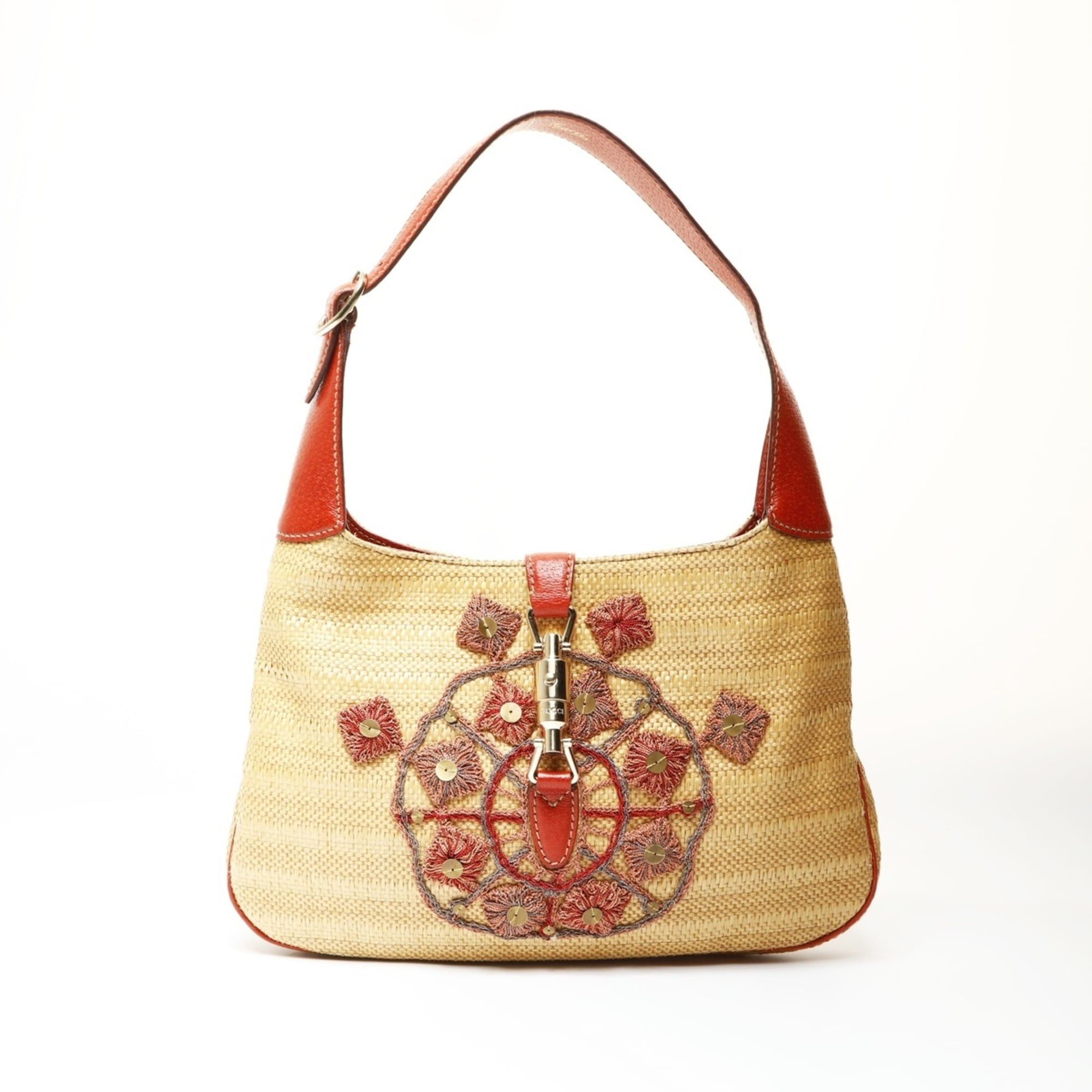 Gucci Gucci Jackie Straw Raffia Shoulder Bag, Beige Size ONE SIZE - 1 Thumbnail