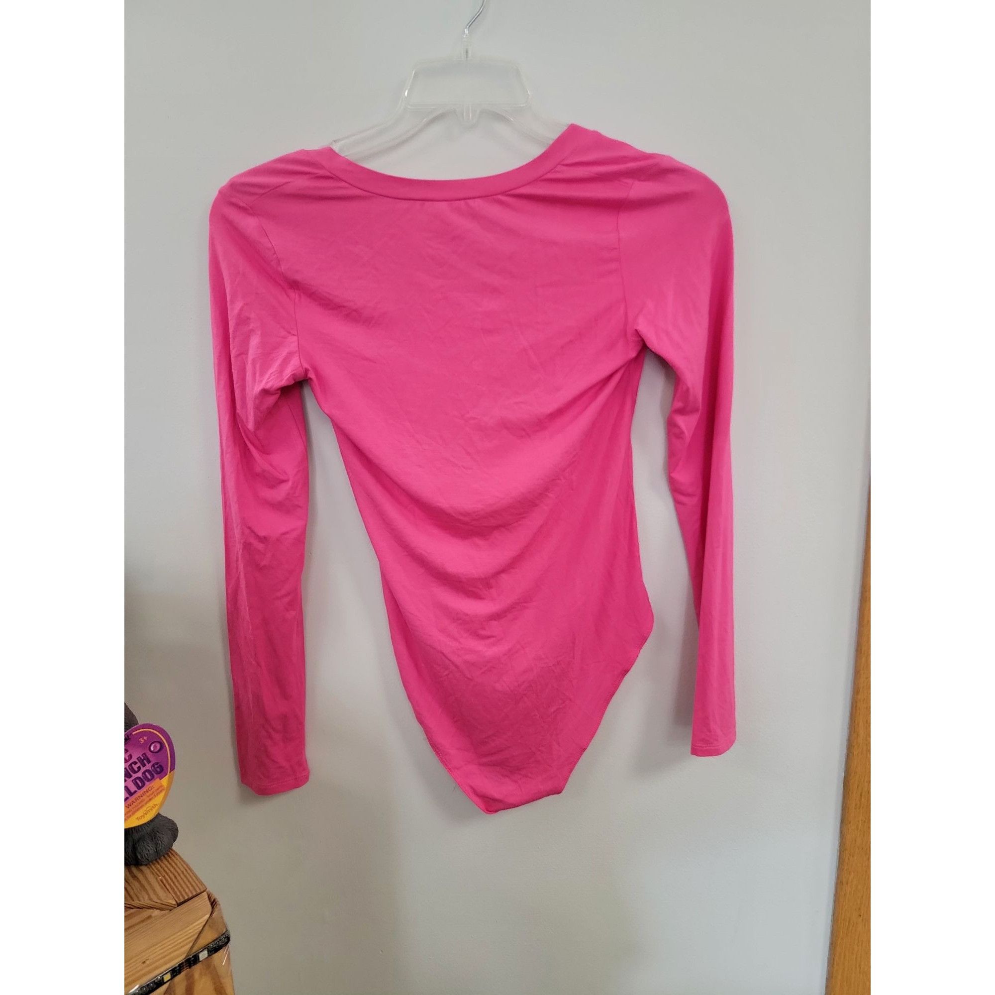 Other Womens Pink Long Sleeve V-Neck Bodysuit By Mangopop Size S / US 4 / IT 40 - 4 Thumbnail