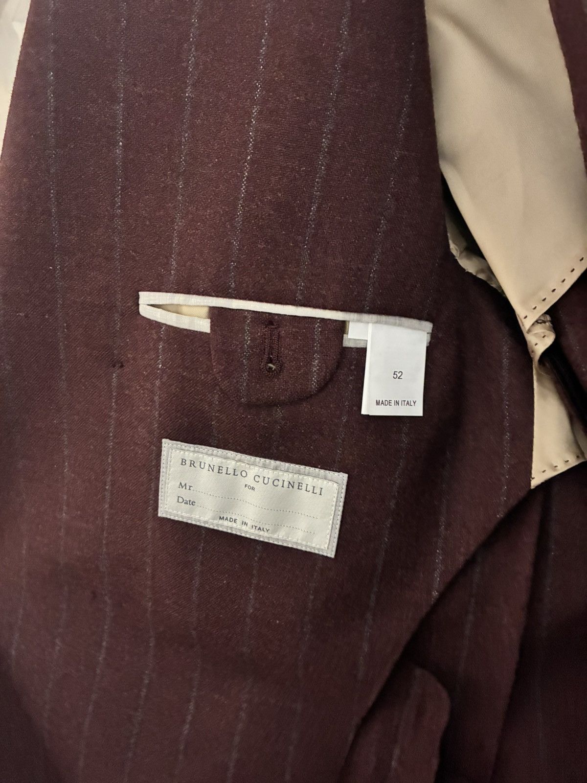 Brunello Cucinelli Brunello cucinelli burgundy double breasted wool suit it 52 Size 40R - 3 Thumbnail